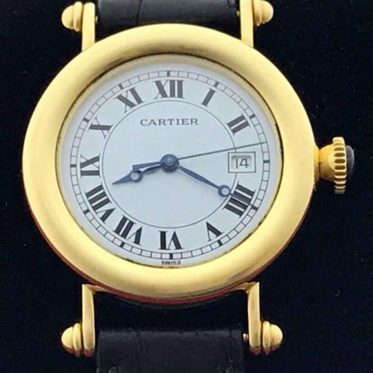 Women's or Men's Cartier Yellow Gold Midsize Diablo Quartz Wristwatch