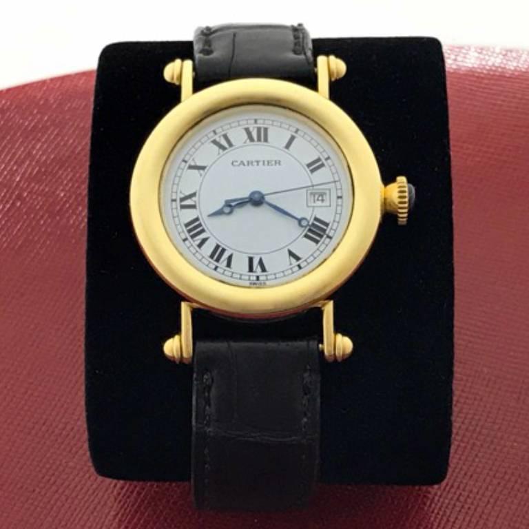 Cartier Yellow Gold Midsize Diablo Quartz Wristwatch In Excellent Condition In Dallas, TX