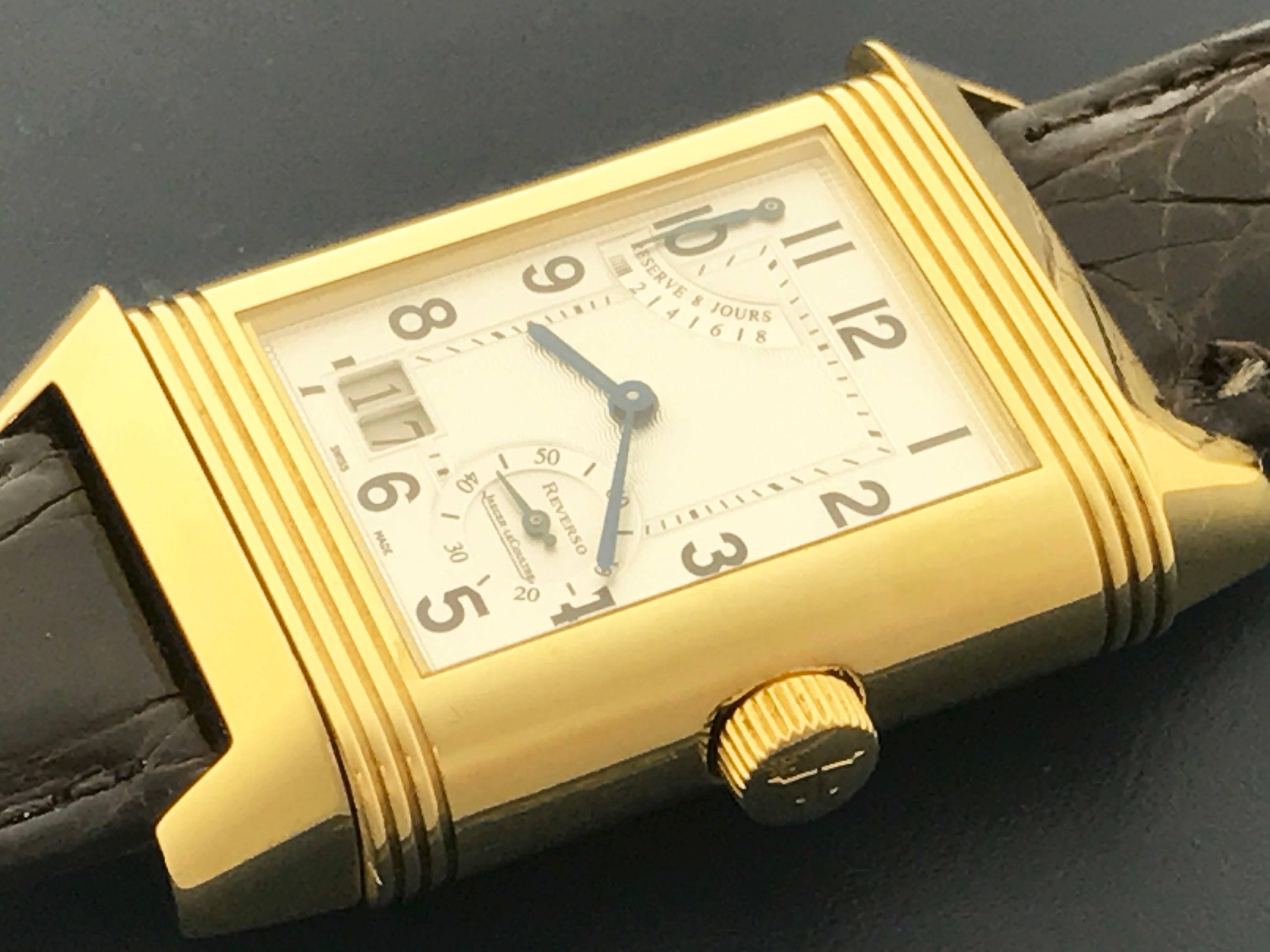 Contemporary Jaeger-LeCoultre Yellow Gold Reverso Manual Wind Wristwatch 