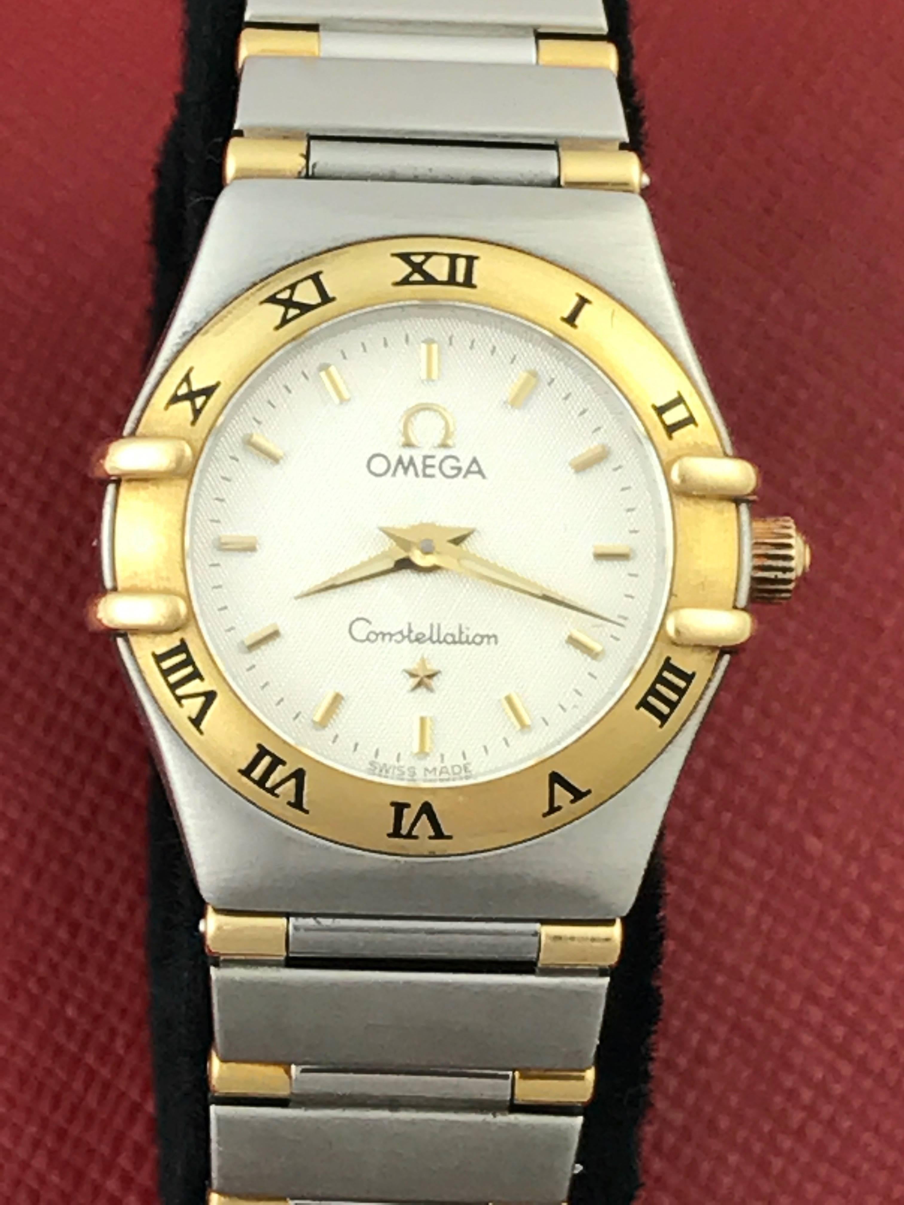 Women's Omega Ladies Yellow Gold Stainless Steel Constellation Quartz Wristwatch