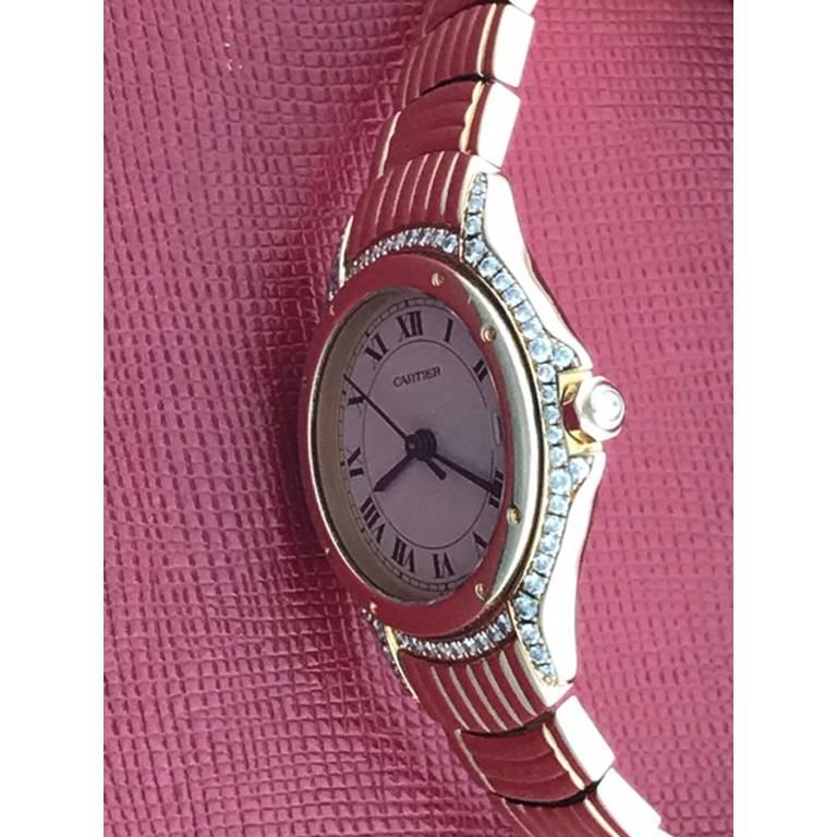Cartier Ladies Yellow Gold Cougar Quartz Wristwatch For Sale 1