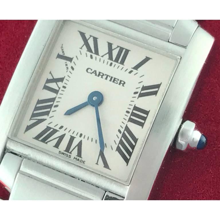 Contemporary Cartier Ladies Stainless Steel Tank Francaise Quartz Wristwatch Ref W51008Q3 