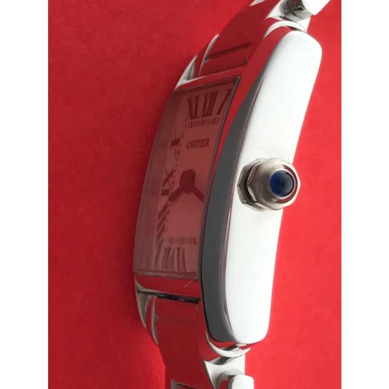 Cartier Ladies Stainless Steel Tank Francaise Quartz Wristwatch Ref W50012S3  In New Condition In Dallas, TX