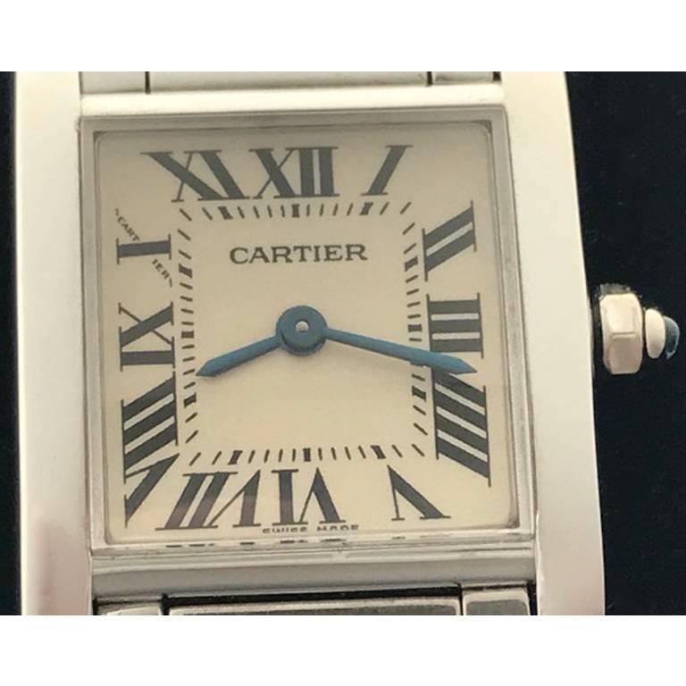Contemporary Cartier Ladies Stainless Steel Tank Francaise Quartz Wristwatch Ref W50012S3 