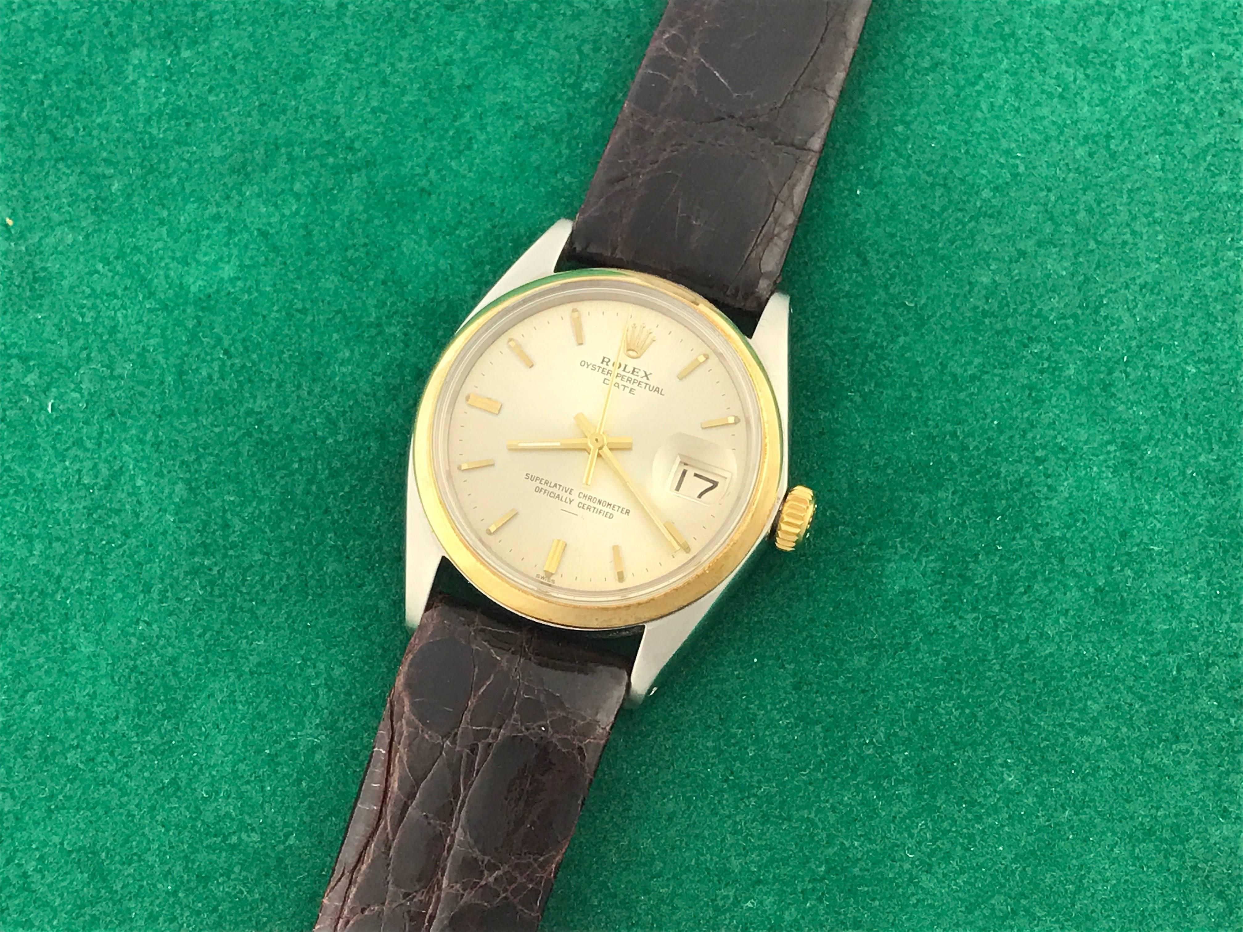 Contemporary Rolex Yellow Gold Date Automatic Wristwatch Ref 1500