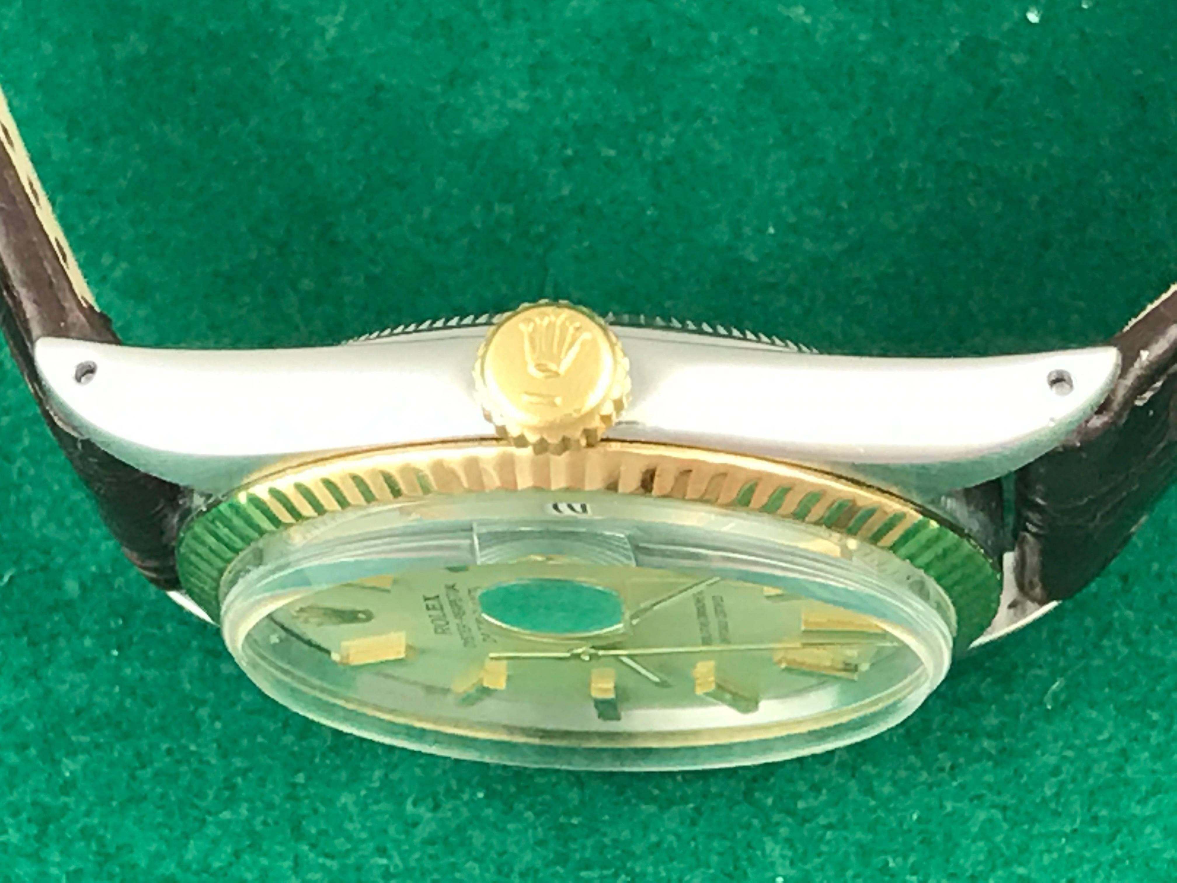 Rolex Yellow Gold Stainless Steel Datejust Automatic Wristwatch Ref 1601 In Excellent Condition In Dallas, TX