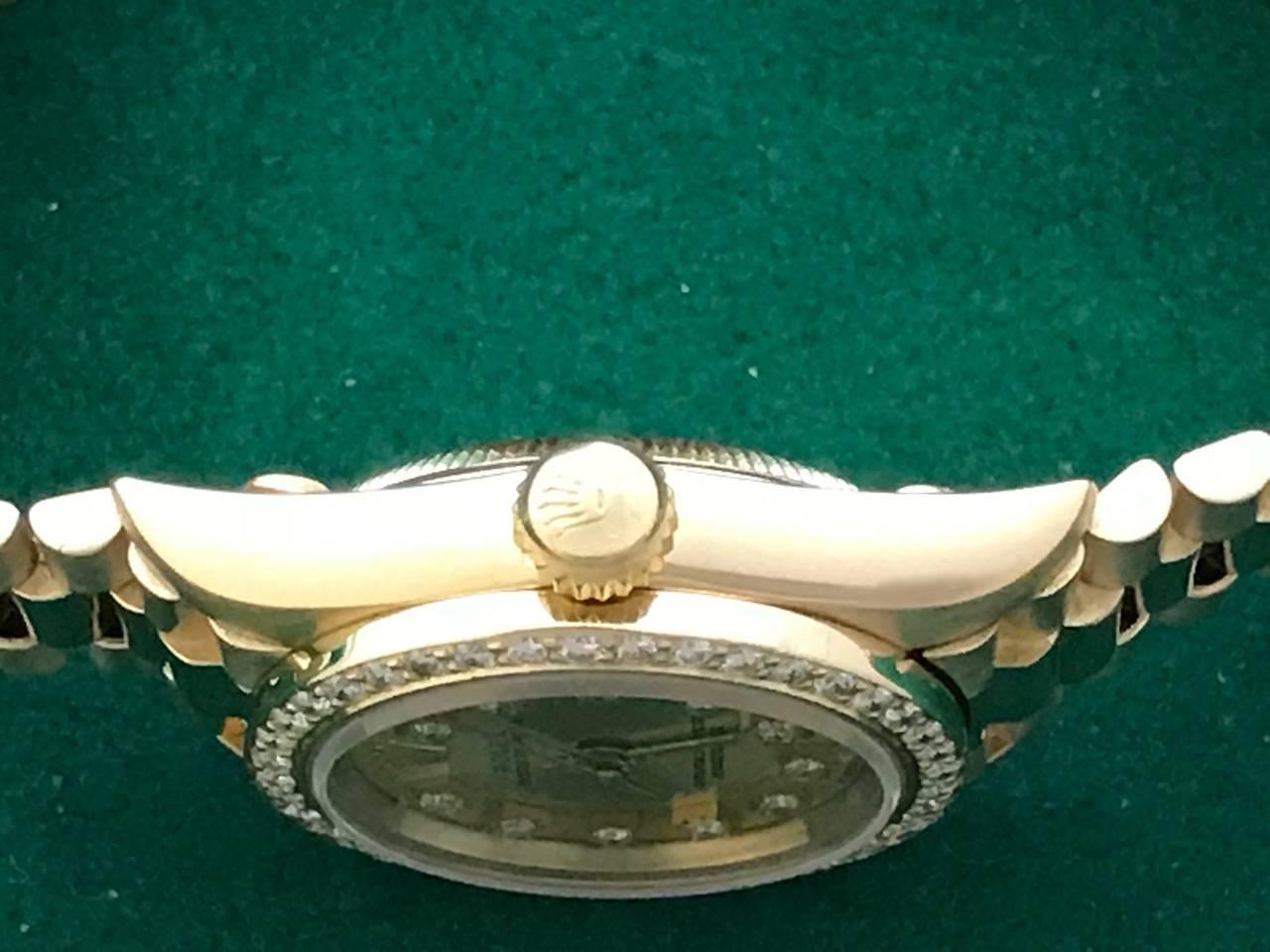 Contemporary Rolex Ladies Yellow Gold Diamond President Wristwatch Ref 67198 