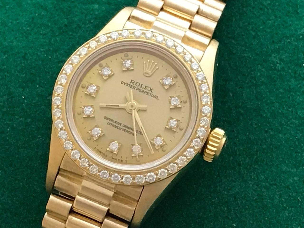 Rolex Ladies Yellow Gold Diamond President Wristwatch Ref 67198  2