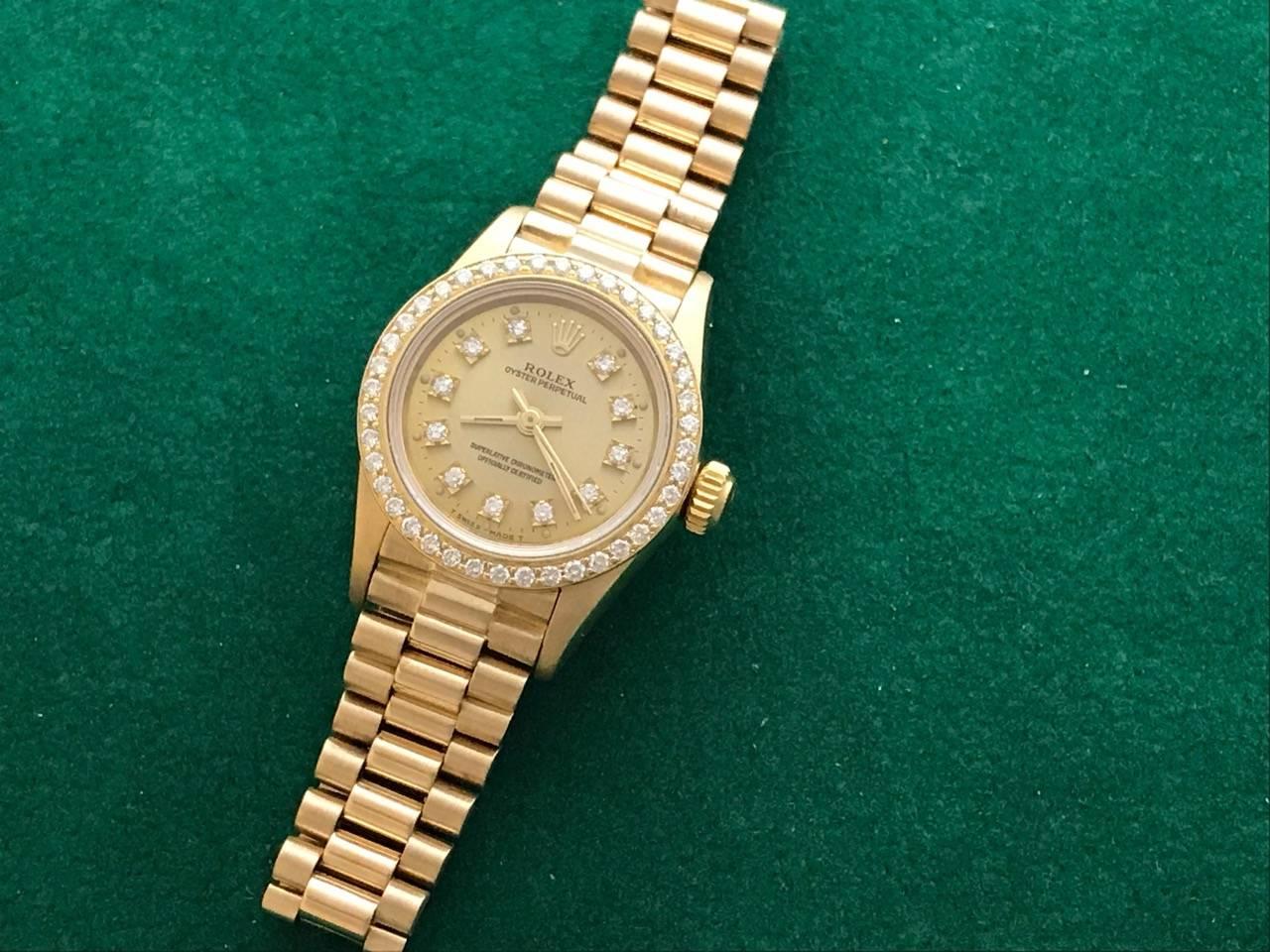 Rolex Ladies Yellow Gold Diamond President Wristwatch Ref 67198  1