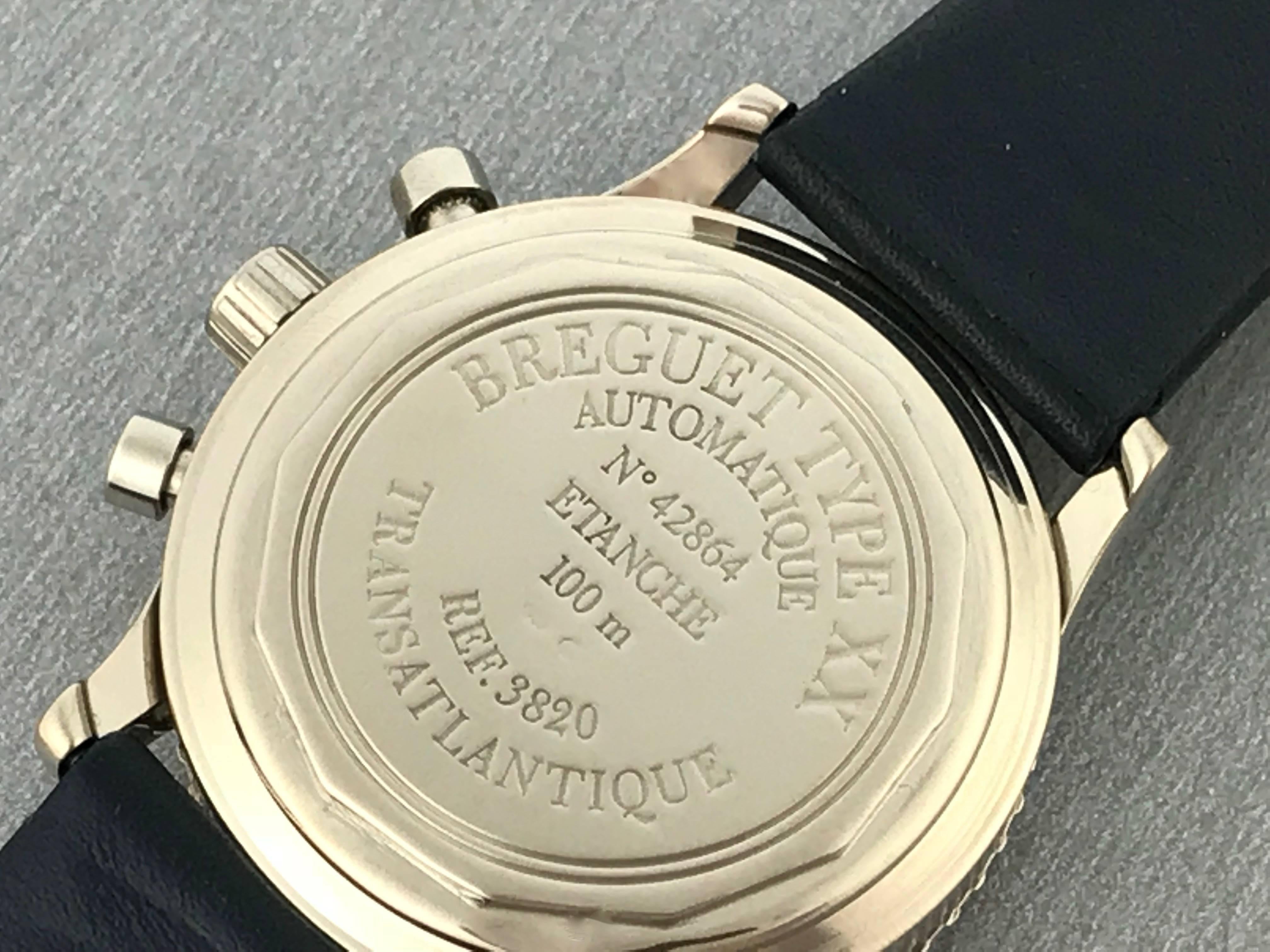 Breguet White Gold Transatlantic Chronograph automatic Wristwatch  In New Condition In Dallas, TX