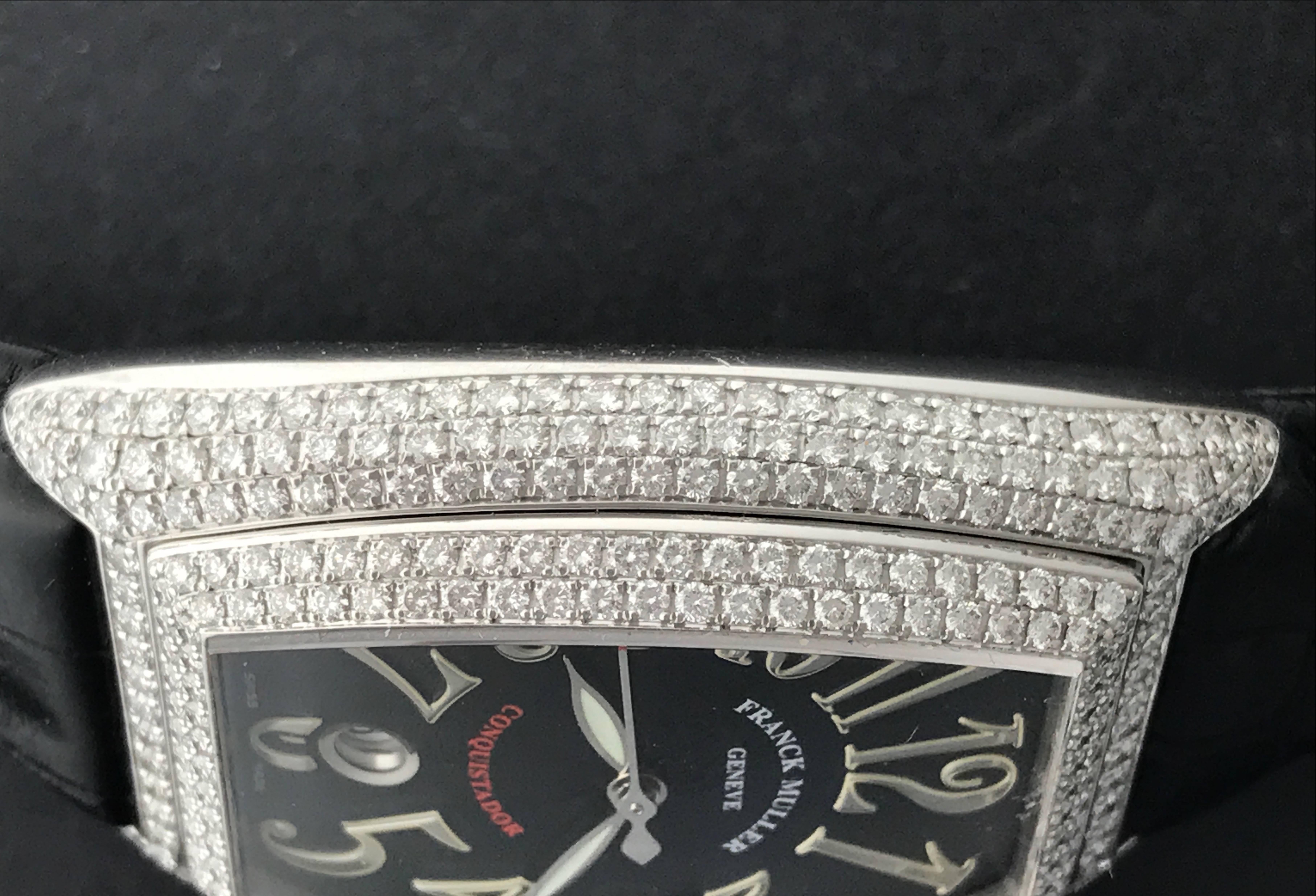 Franck Muller White Gold Diamond Conquistador Automatic Wristwatch  In New Condition In Dallas, TX
