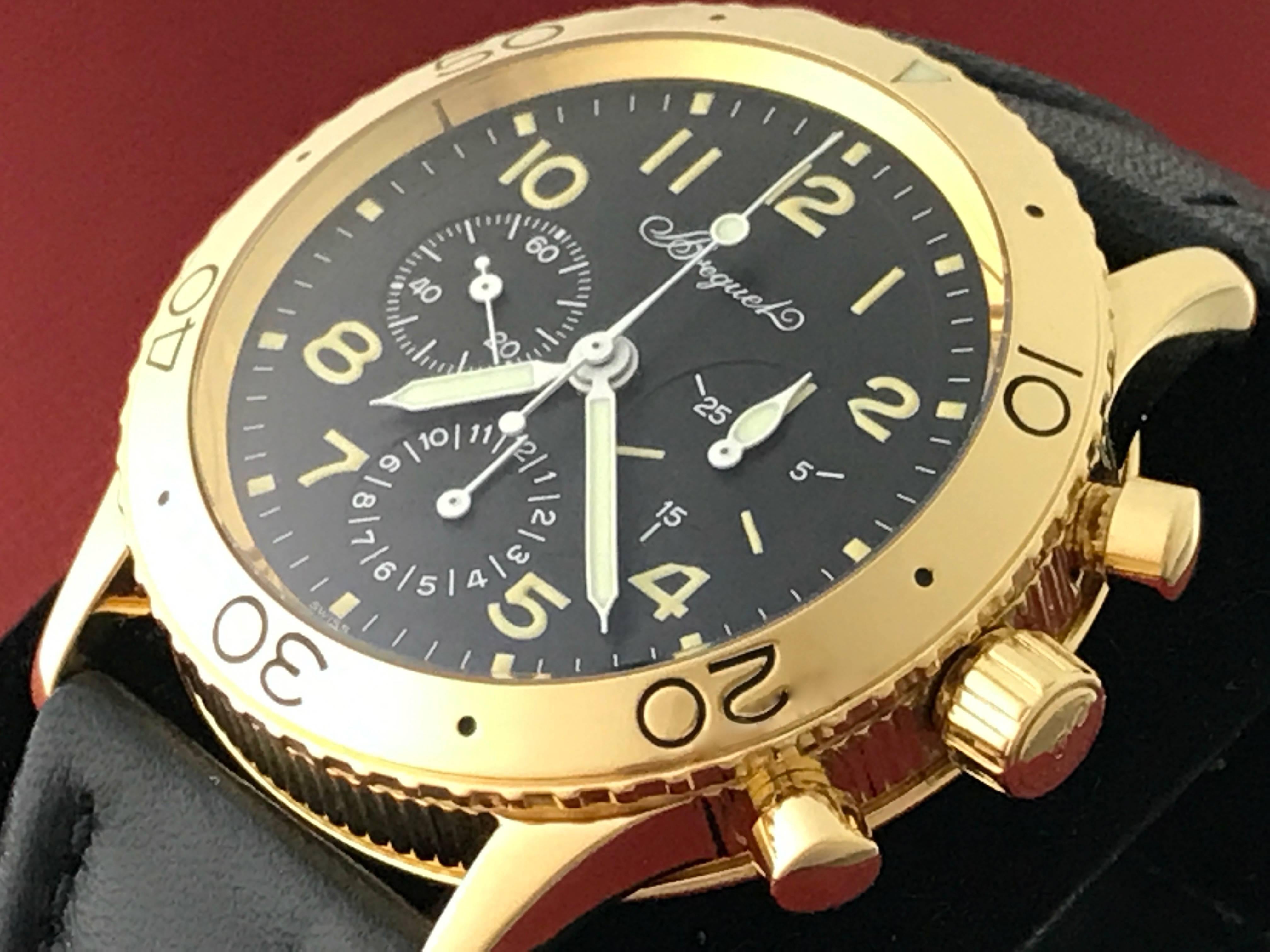 Breguet Yellow Gold Aeronavale Type XX Chronograph Automatic Wristwatch In New Condition In Dallas, TX