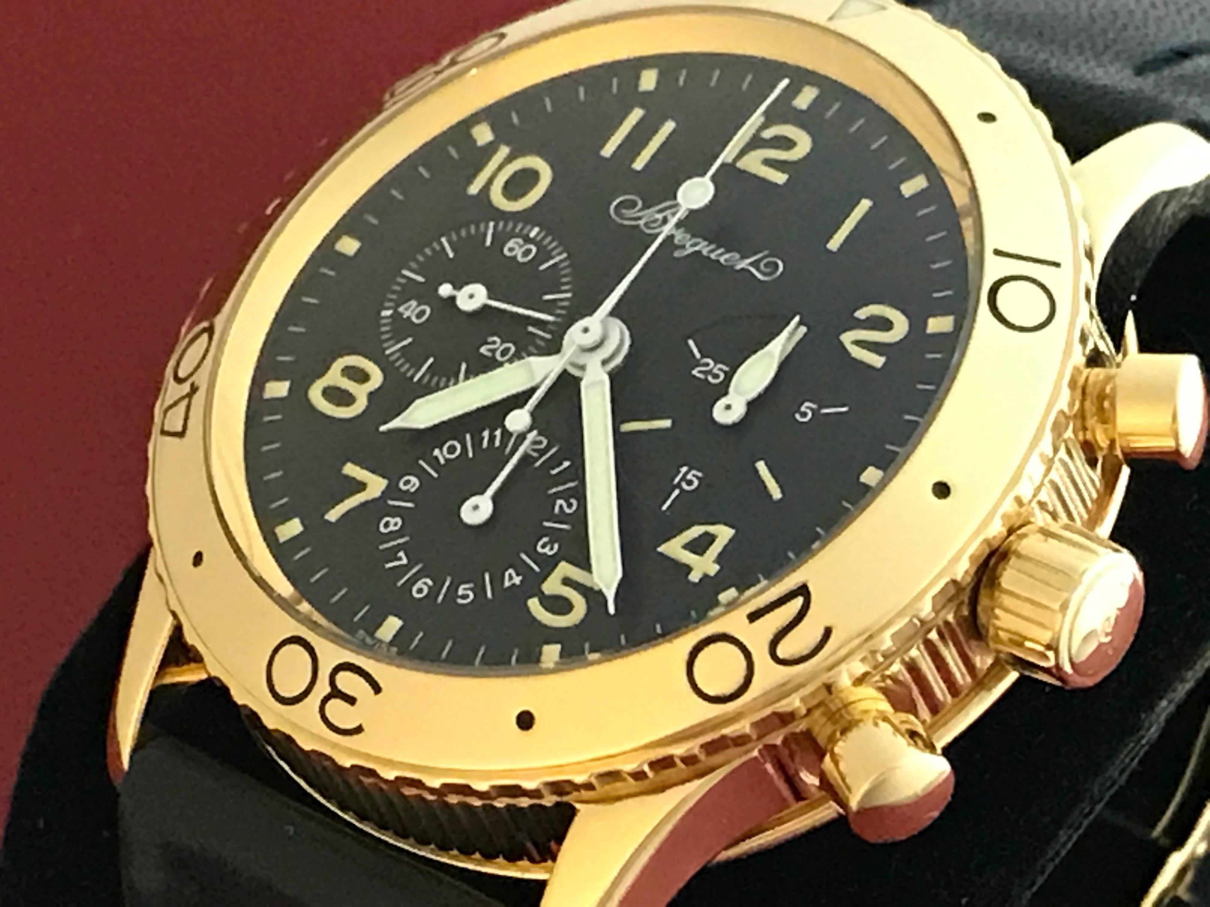 Contemporary Breguet Yellow Gold Aeronavale Type XX Chronograph Automatic Wristwatch