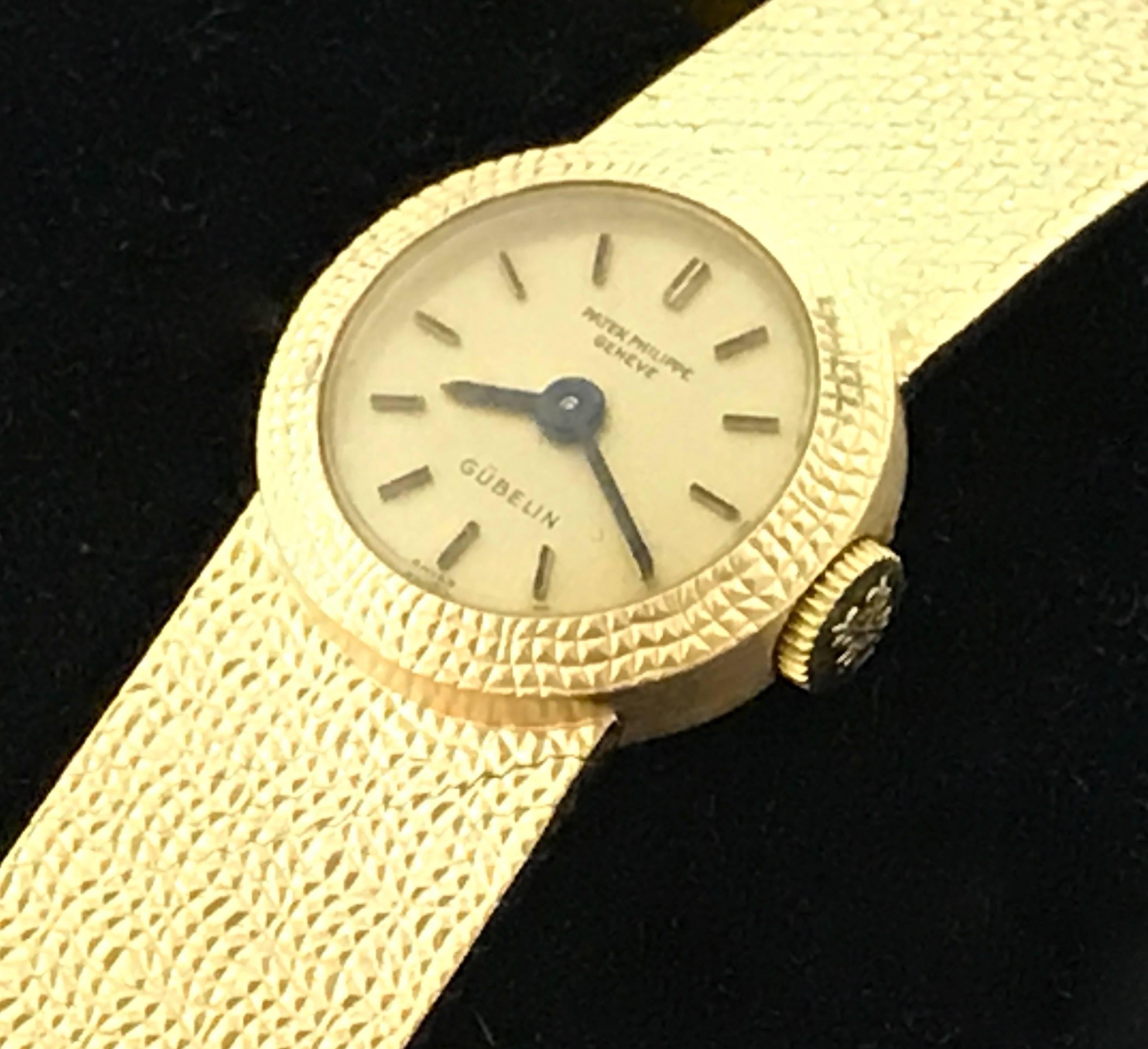 Patek Philippe Ladies 3306 Wrist Watch in 18K Yellow Gold. This is an heirloom piece you can pass down for generations.  This timepiece features an 18K Yellow Gold round case measuring 17mm in diameter.  Movement is a manual winding Patek Philippe