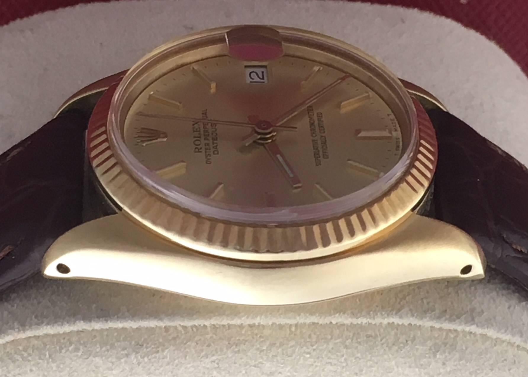 Rolex Yellow Gold Datejust Midsize Automatic Wristwatch Ref 6827 In New Condition In Dallas, TX