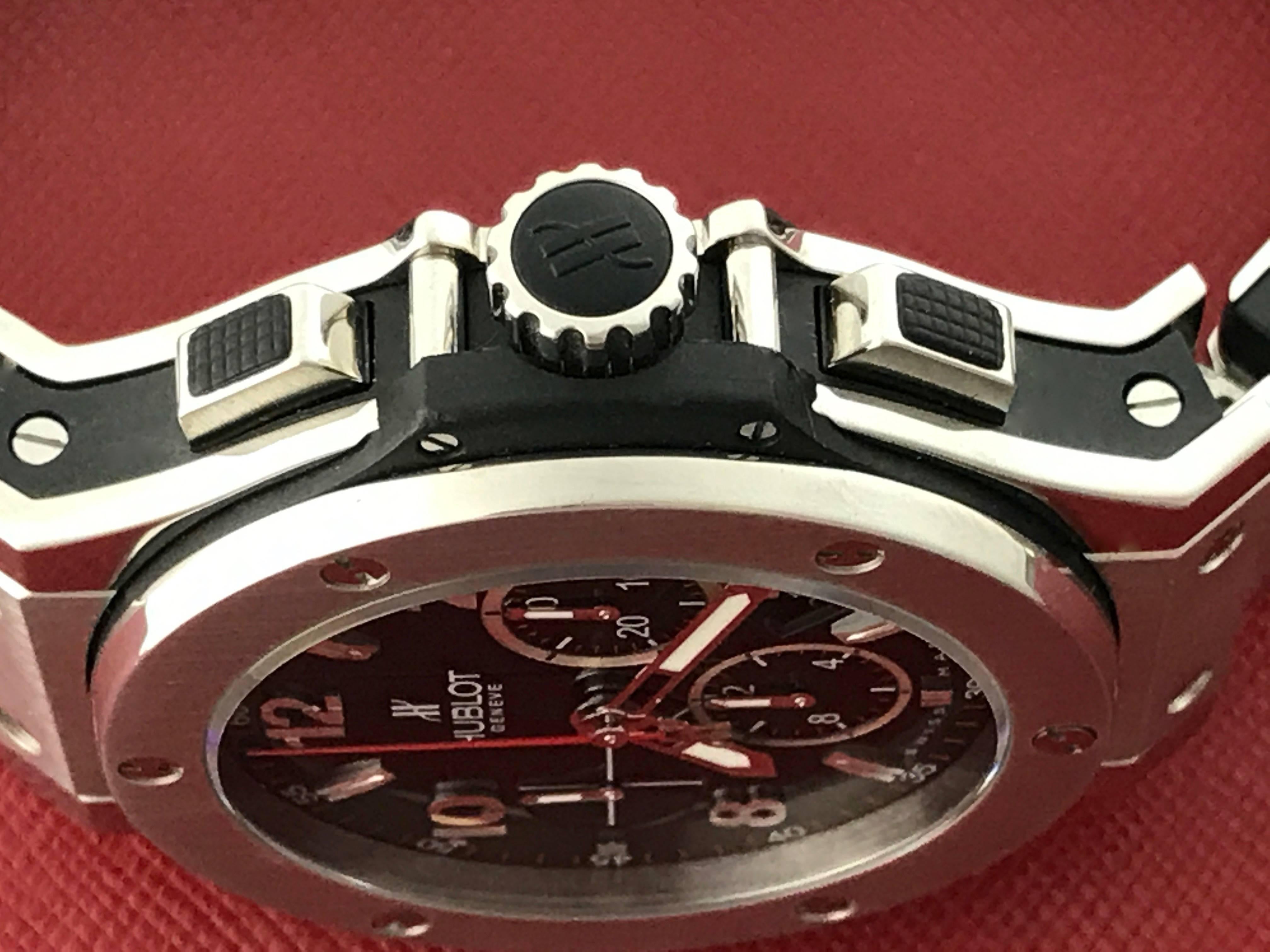 Hublot Stainless Steel Big Bang Chronograph Automatic Wristwatch In Excellent Condition For Sale In Dallas, TX