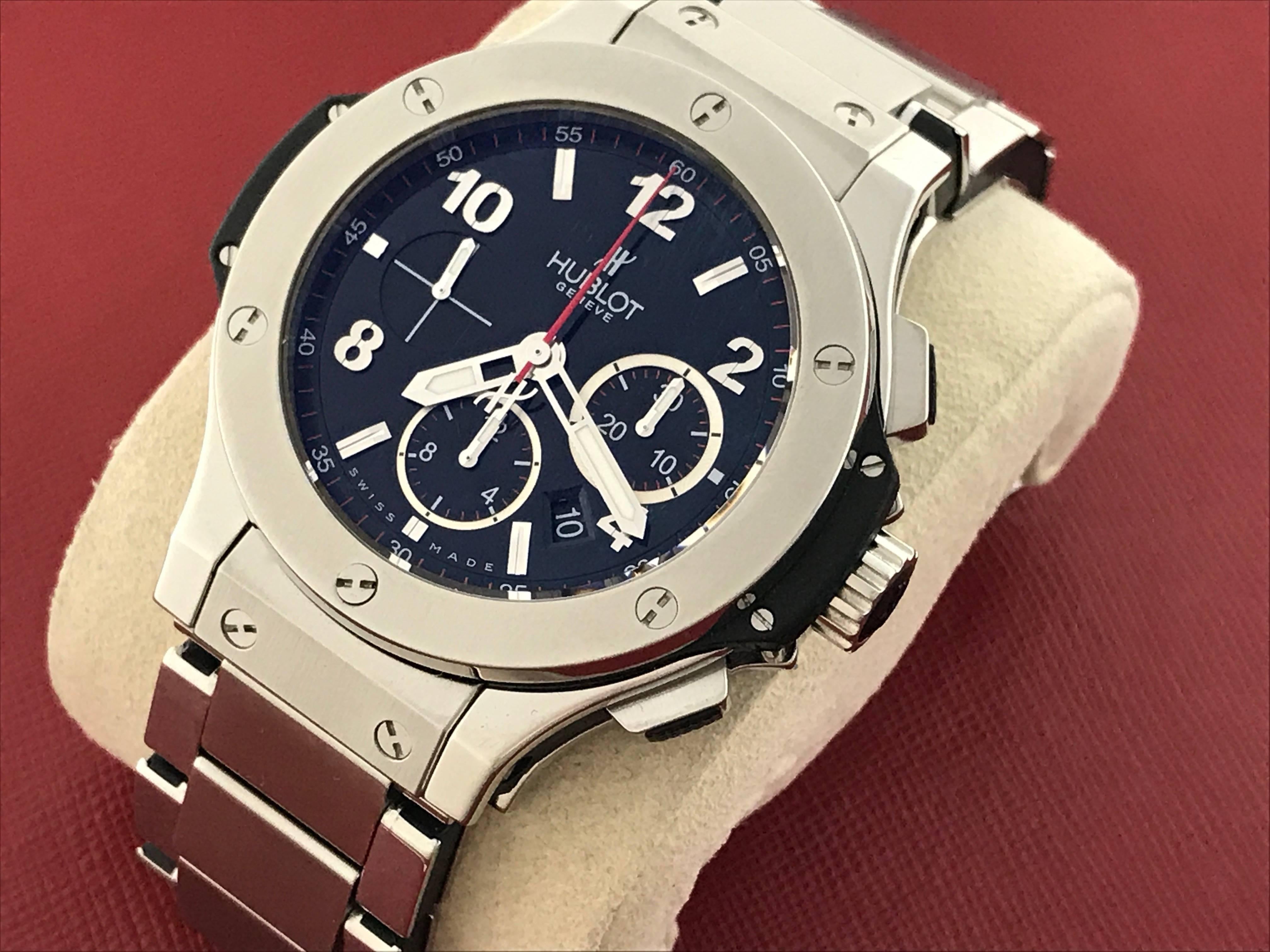 Contemporary Hublot Stainless Steel Big Bang Chronograph Automatic Wristwatch For Sale