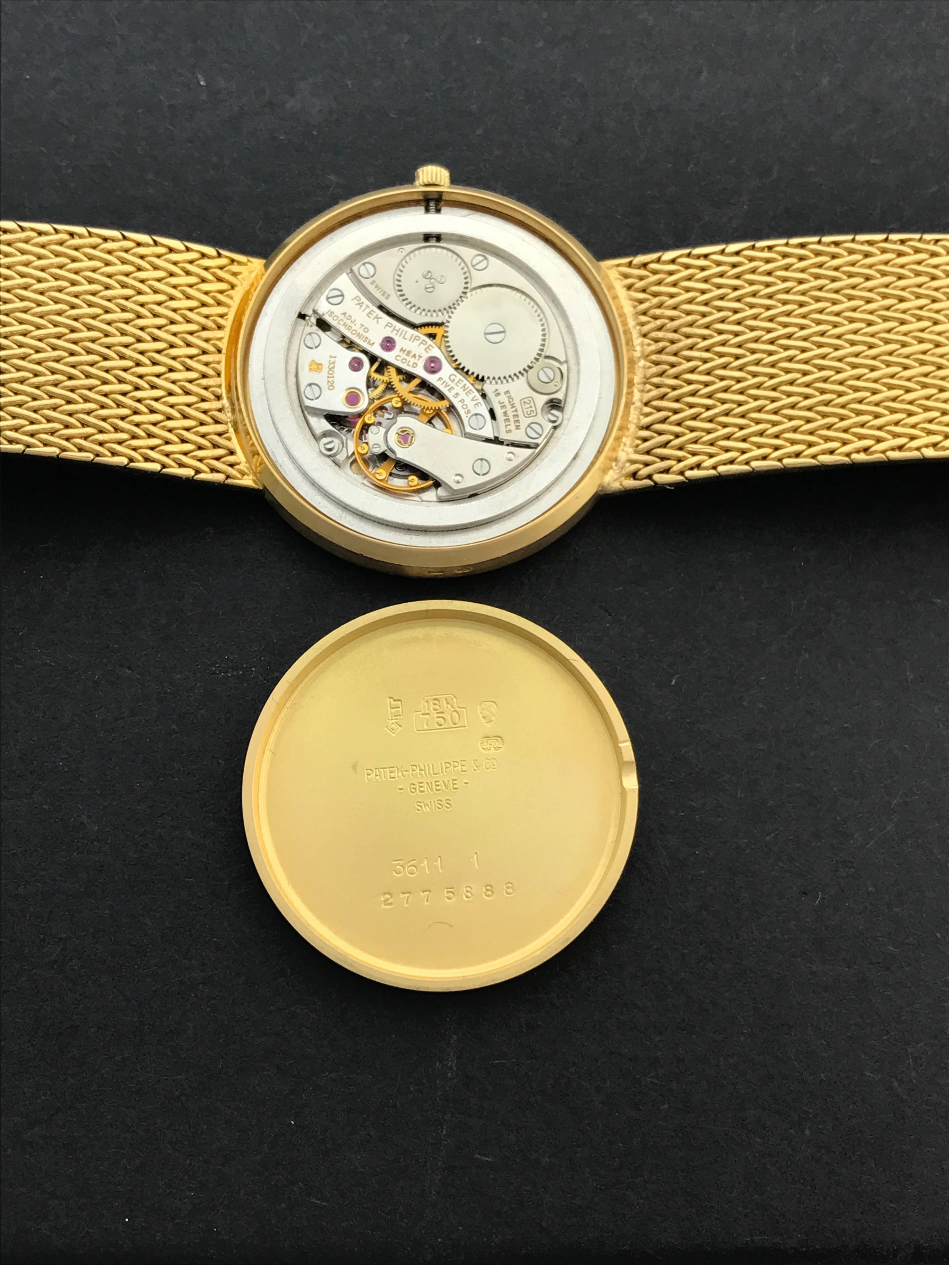 Men's Patek Philippe Yellow Gold Calatrava Ultra Thin Manual Wristwatch Ref 3611