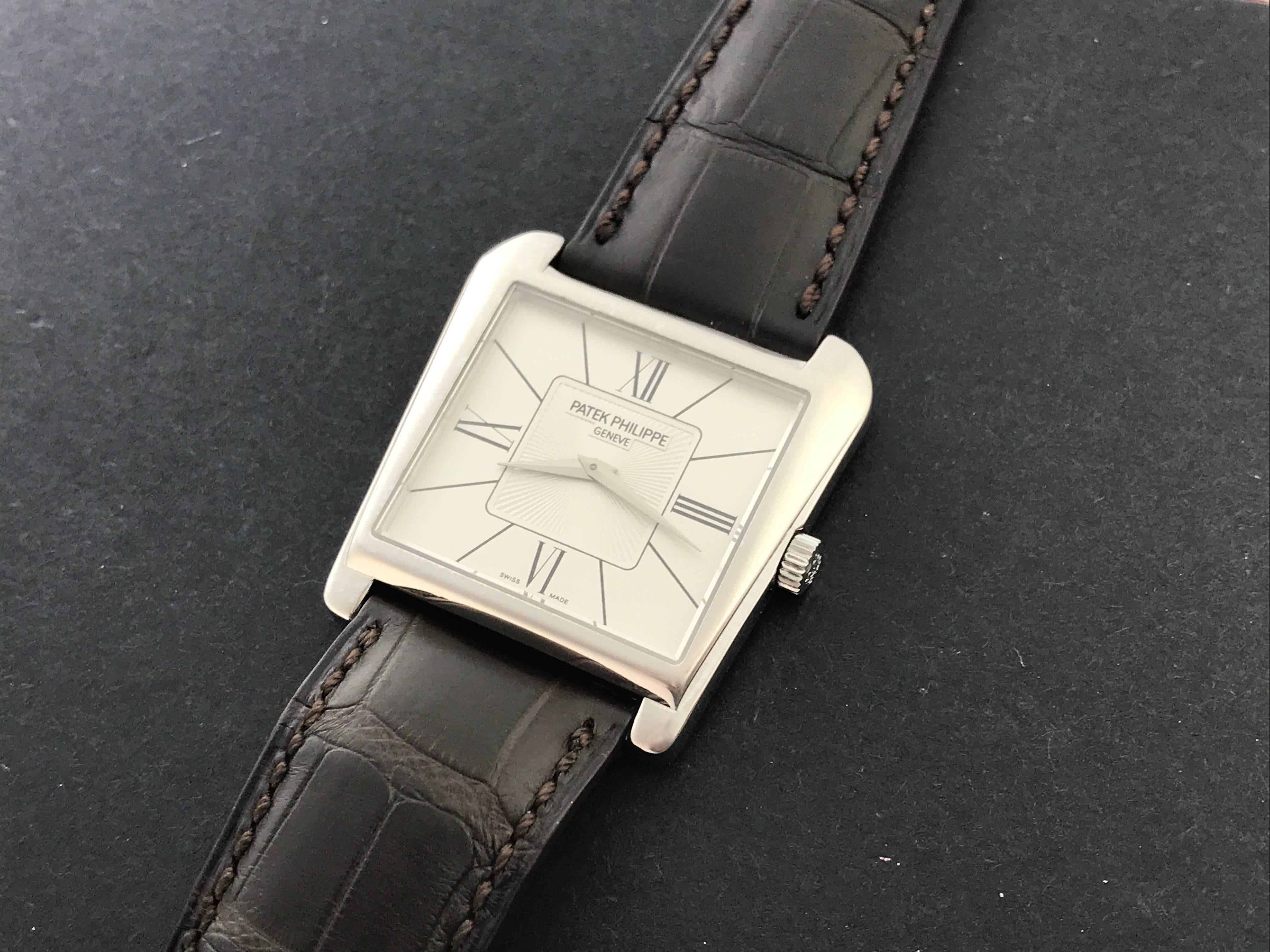 Contemporary Patek Philippe White Gold Gondolo Trapeze Manual Wristwatch