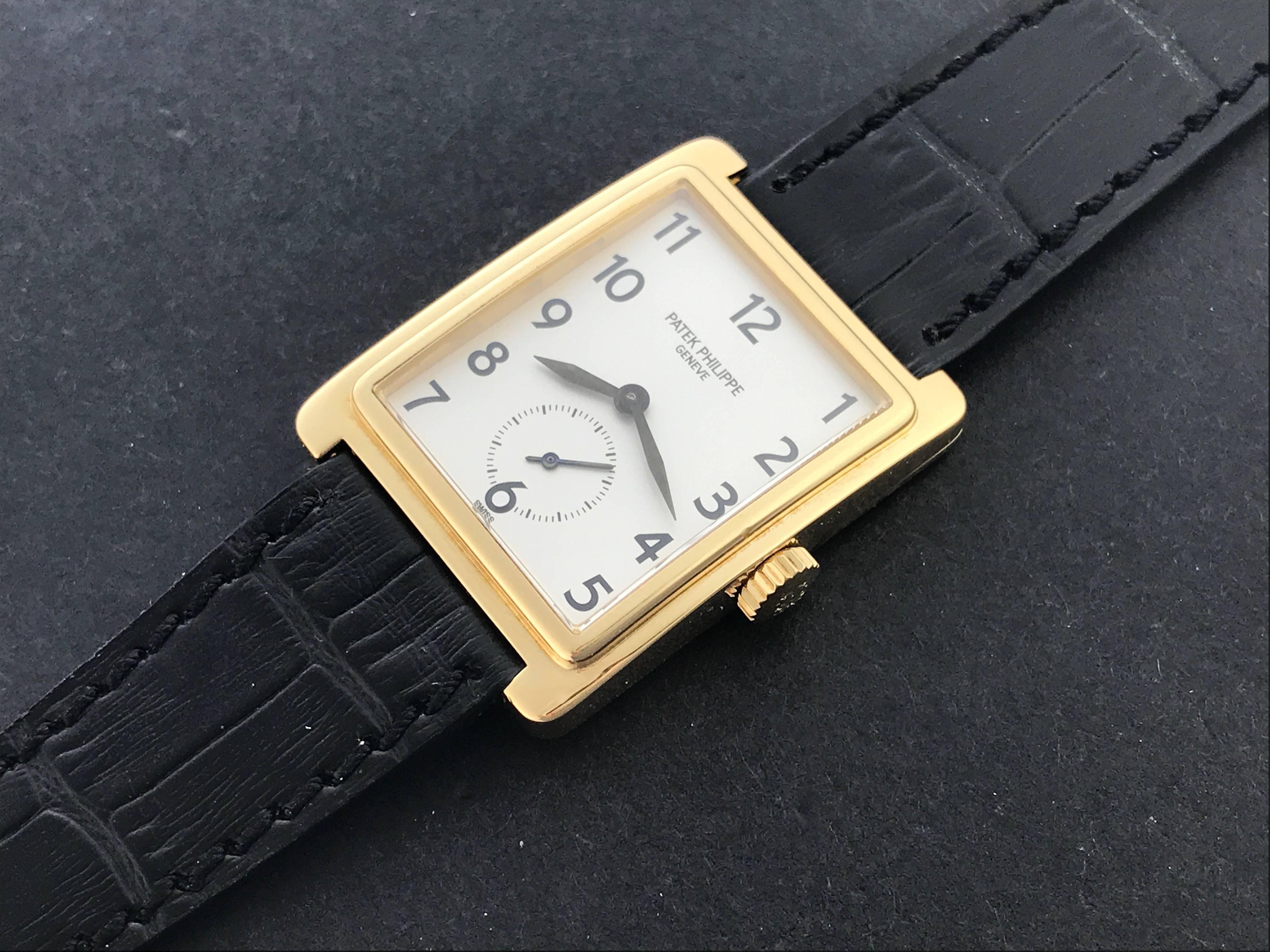Contemporary Patek Philippe Yellow Gold Gondolo Manual Wind Wristwatch Ref 5010