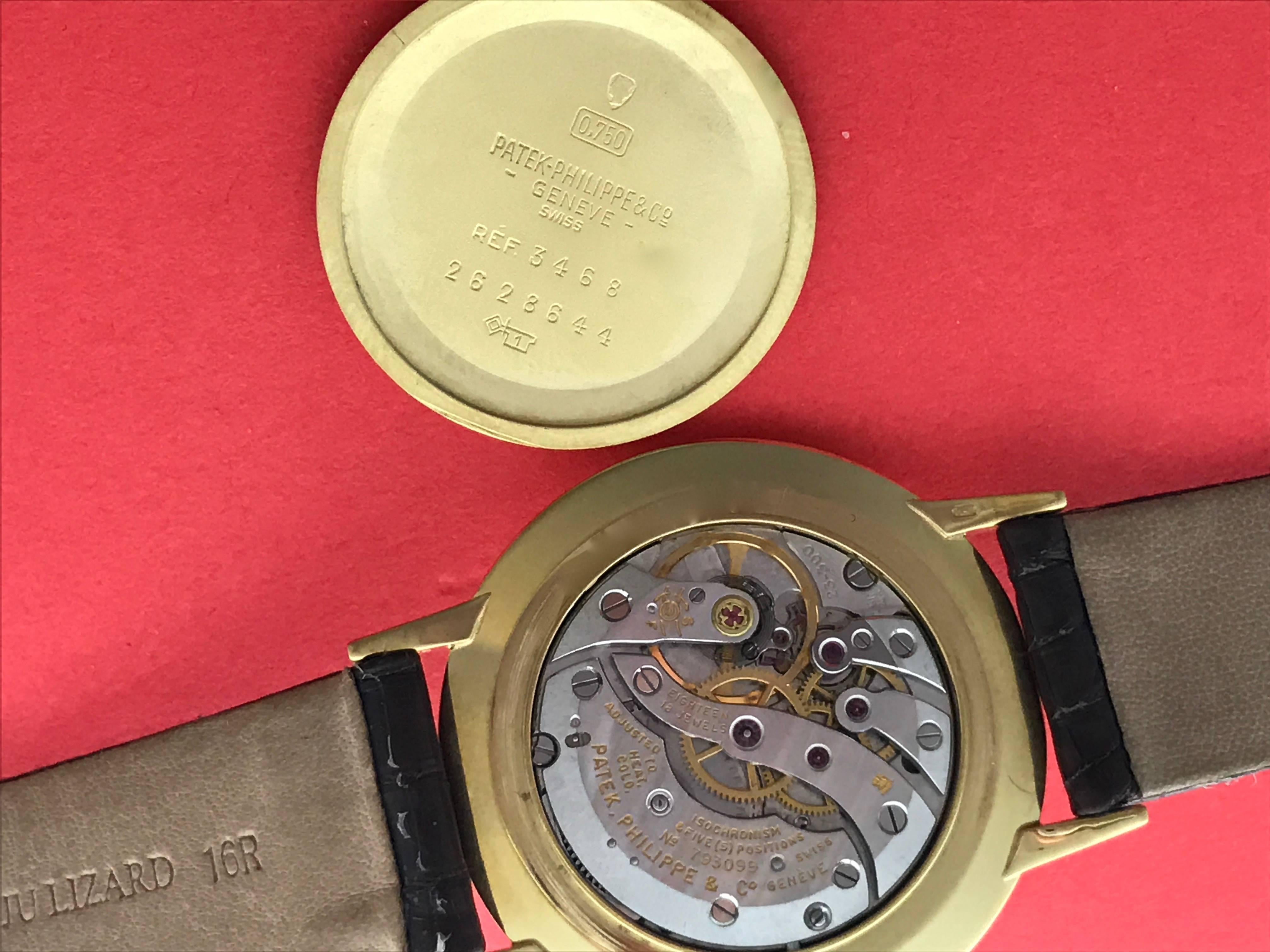 Contemporary Patek Philippe Yellow Gold Manual Wristwatch Ref 3468
