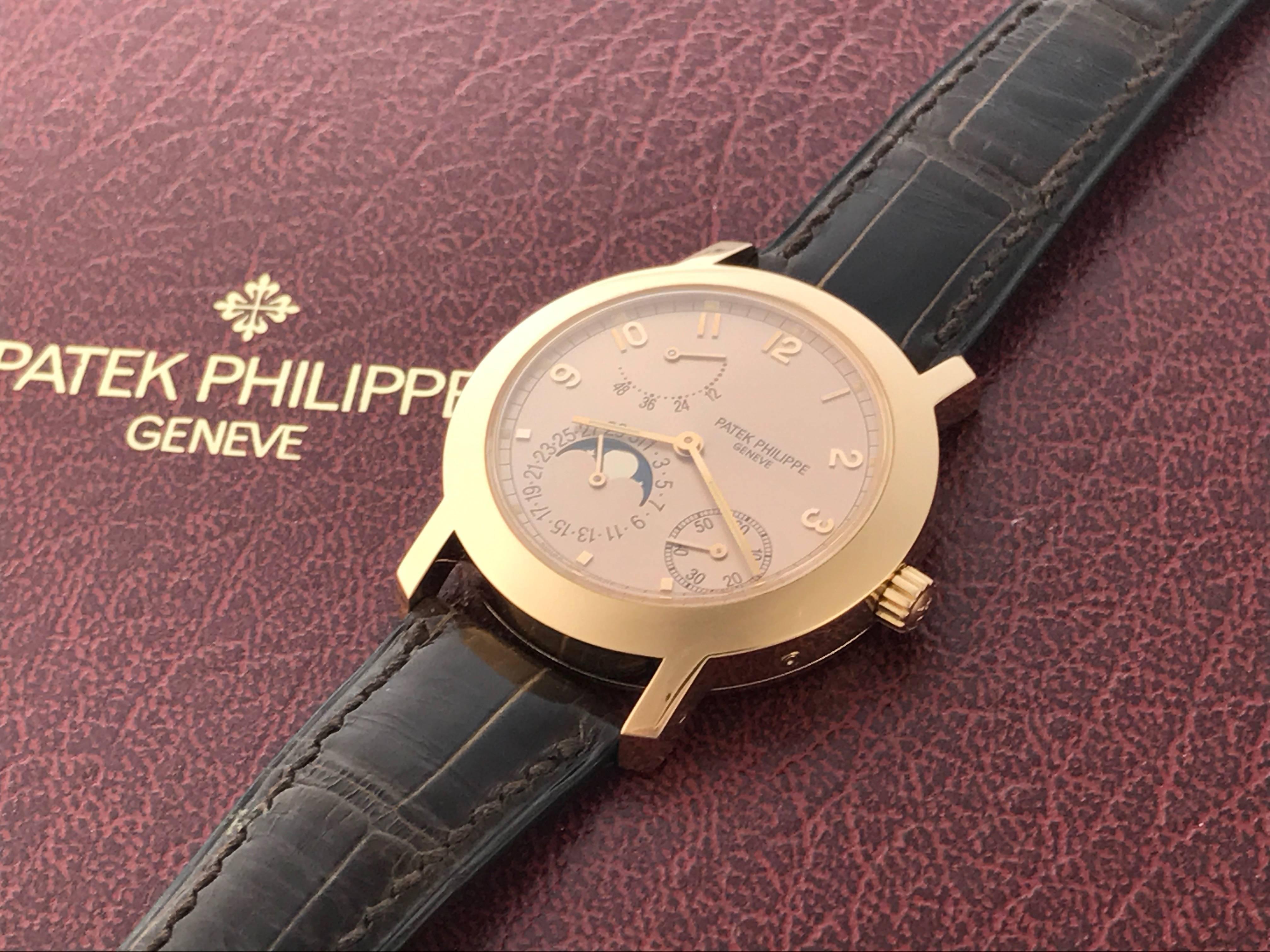 Contemporary Patek Philippe Rose Gold Moonphase Automatic Wristwatch