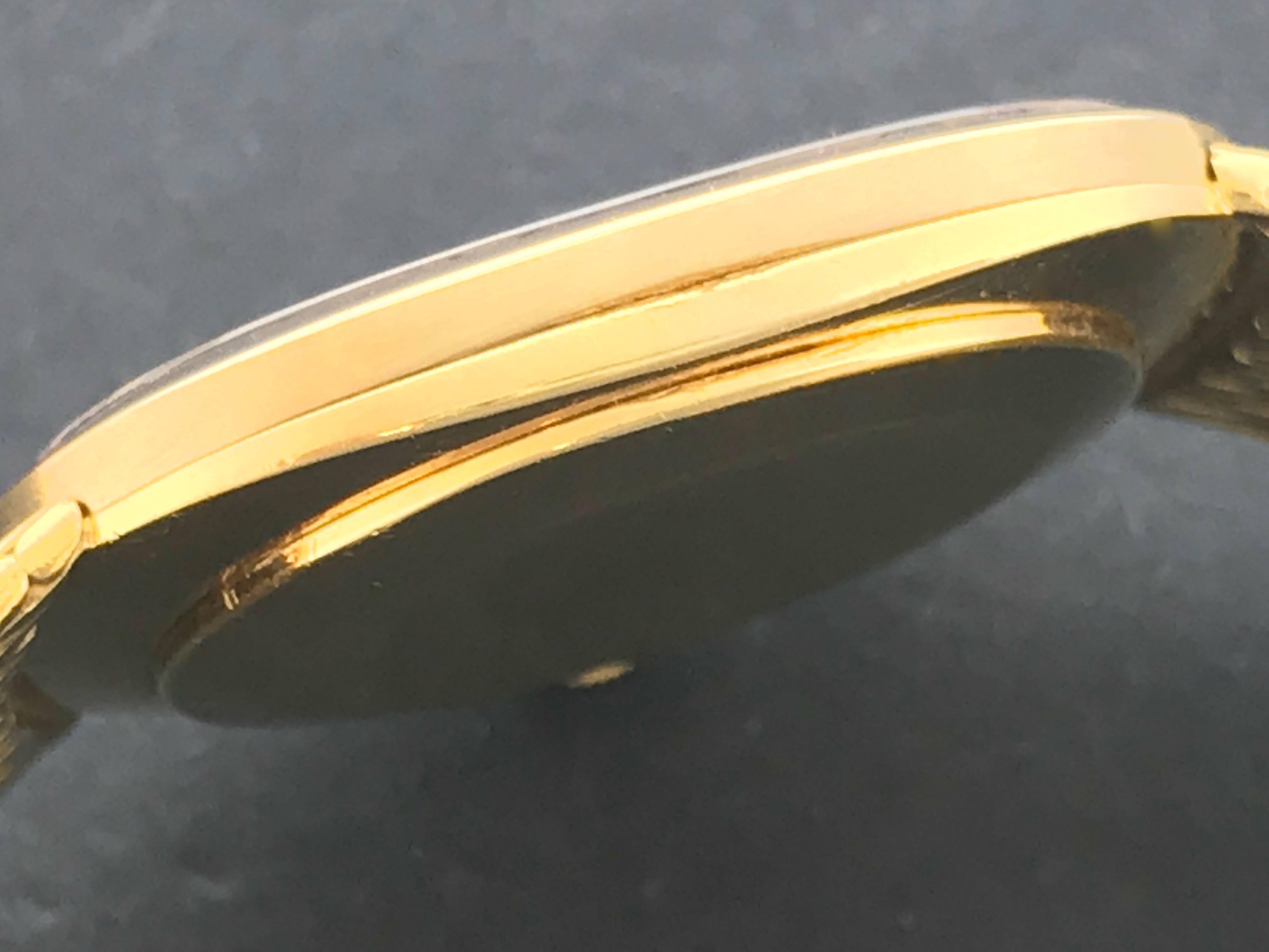 Patek Philippe Yellow Gold Blue Dial Ellipse Manual Wind Wristwatch For Sale 1