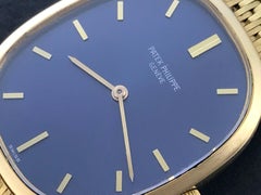 Patek Philippe Yellow Gold Blue Dial Ellipse Manual Wind Wristwatch