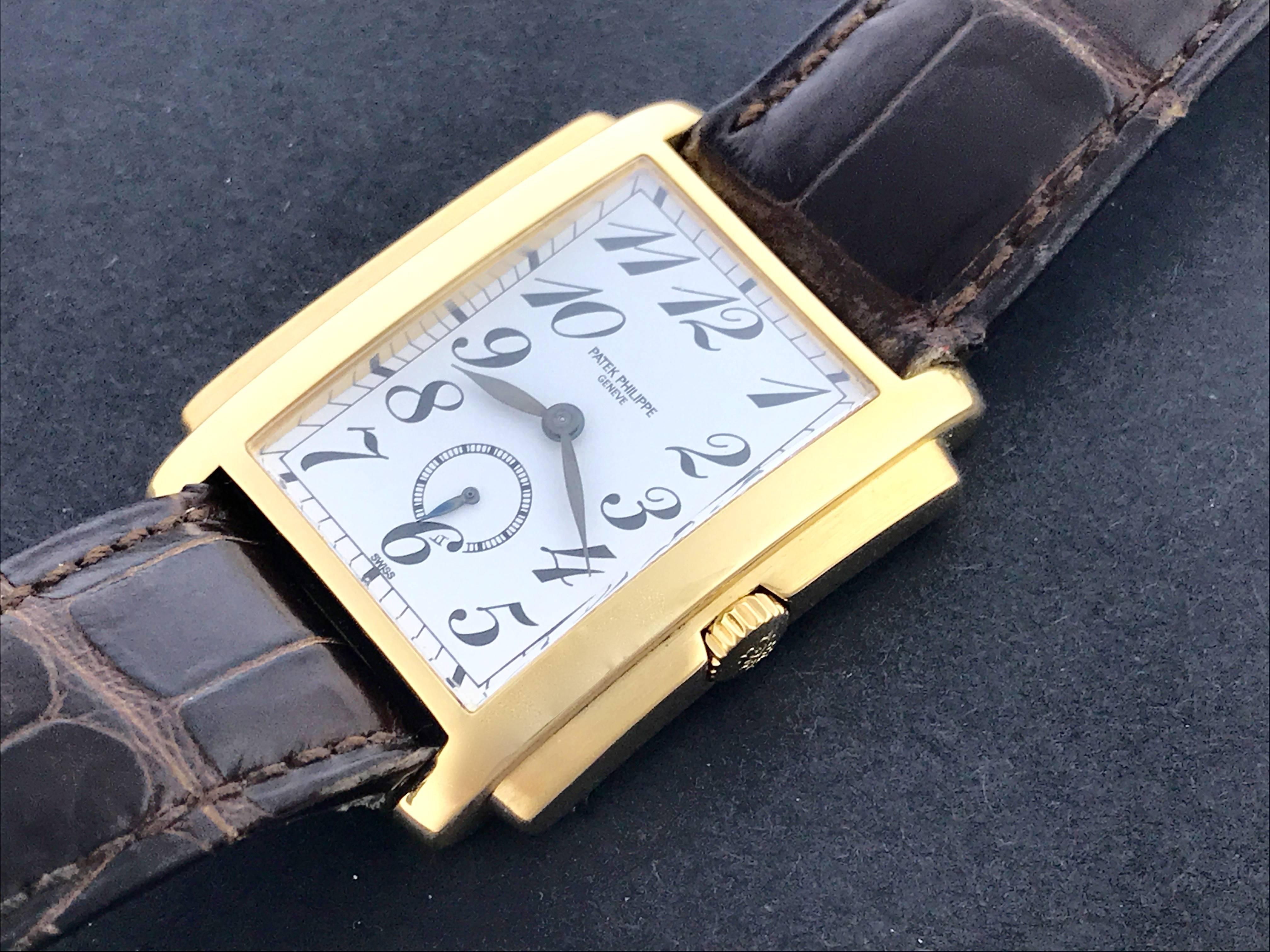Contemporary Patek Philippe Yellow Gold Gondolo Manual Wind Wristwatch Ref 5024J