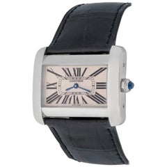 Cartier Stainless Steel Tank Divan Quartz Wristwatch 