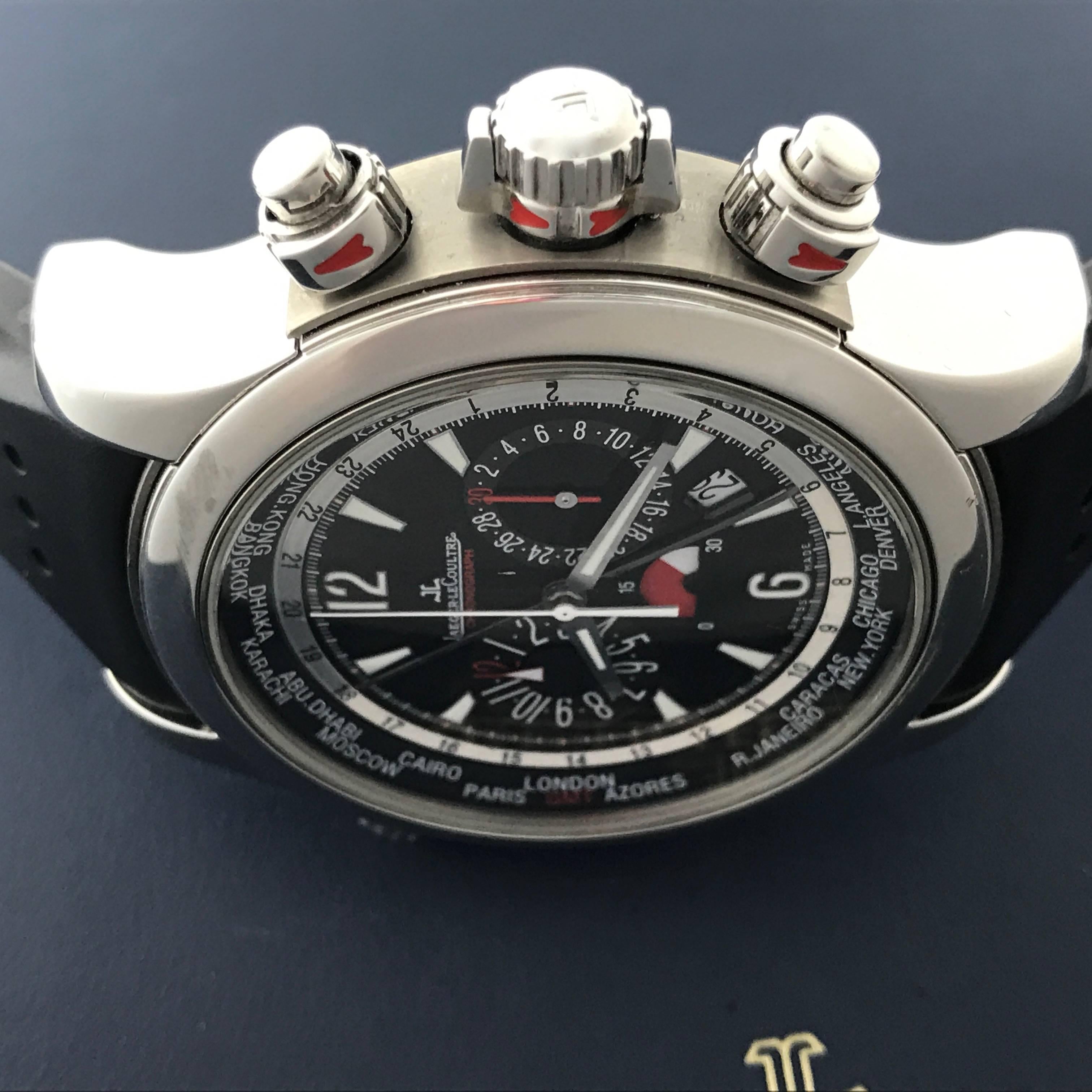 Jaeger-LeCoultre Stainless Steel Master Compressor Automatic Wristwatch In Excellent Condition For Sale In Dallas, TX