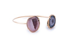 Karolin Rose Gold White Diamond Agate Geode Bangle