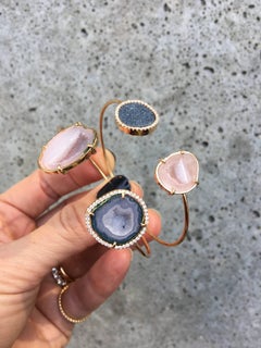 Karolin Rose Gold White Diamond Agate Geode Bangle