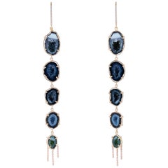 Karolin Rose Gold White Diamond Agate Geode Pavé Hook Drop Earrings