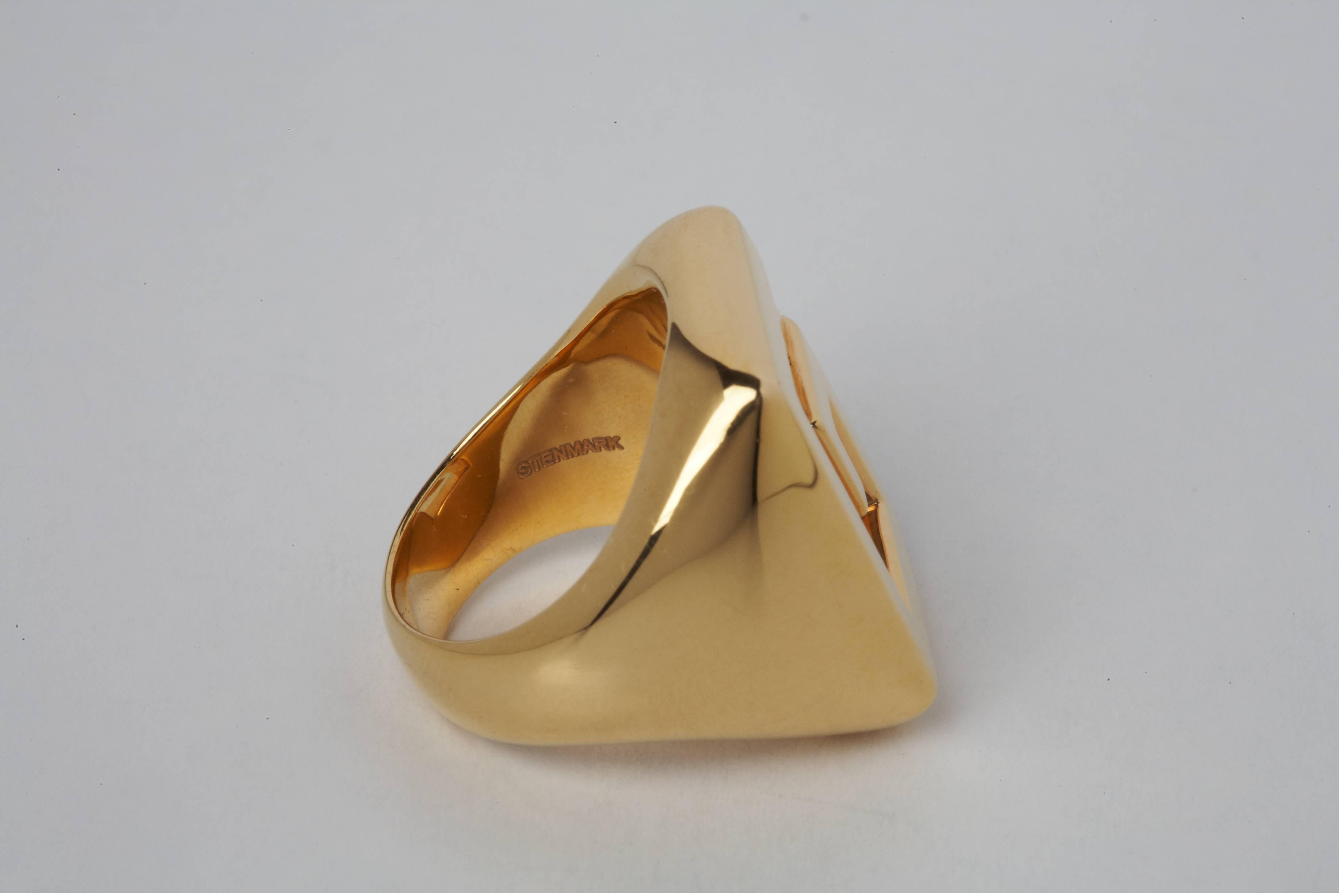 Women's Greek Key 18 Karat Gold Cocktail Ring For Sale