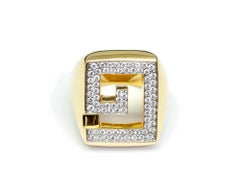 Greek Key 18 Karat Gold and Diamond Cocktail Ring