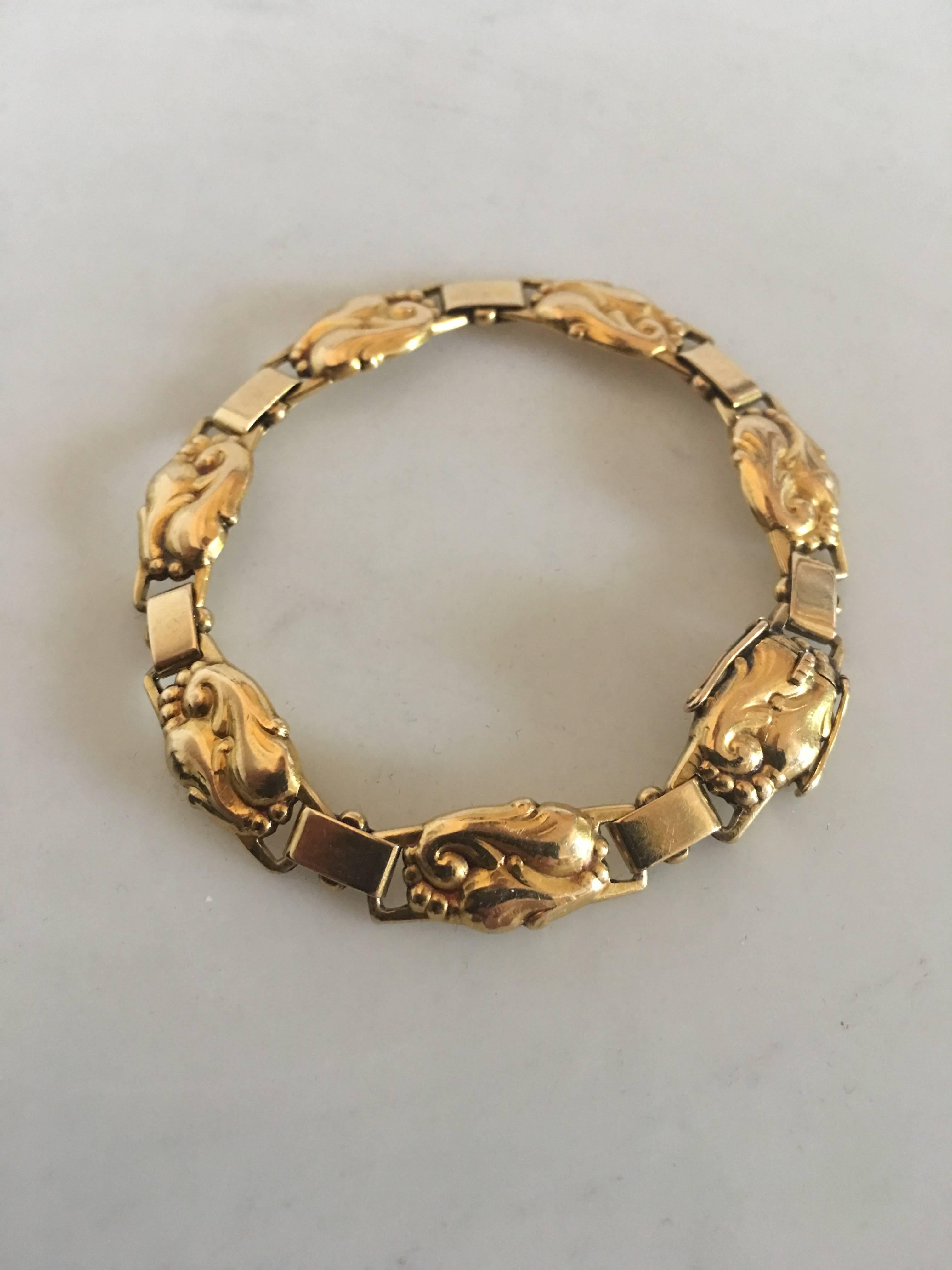 Evald Nielsen 18K Gold Bracelet. Measures 18.5 cm L (7 9/32