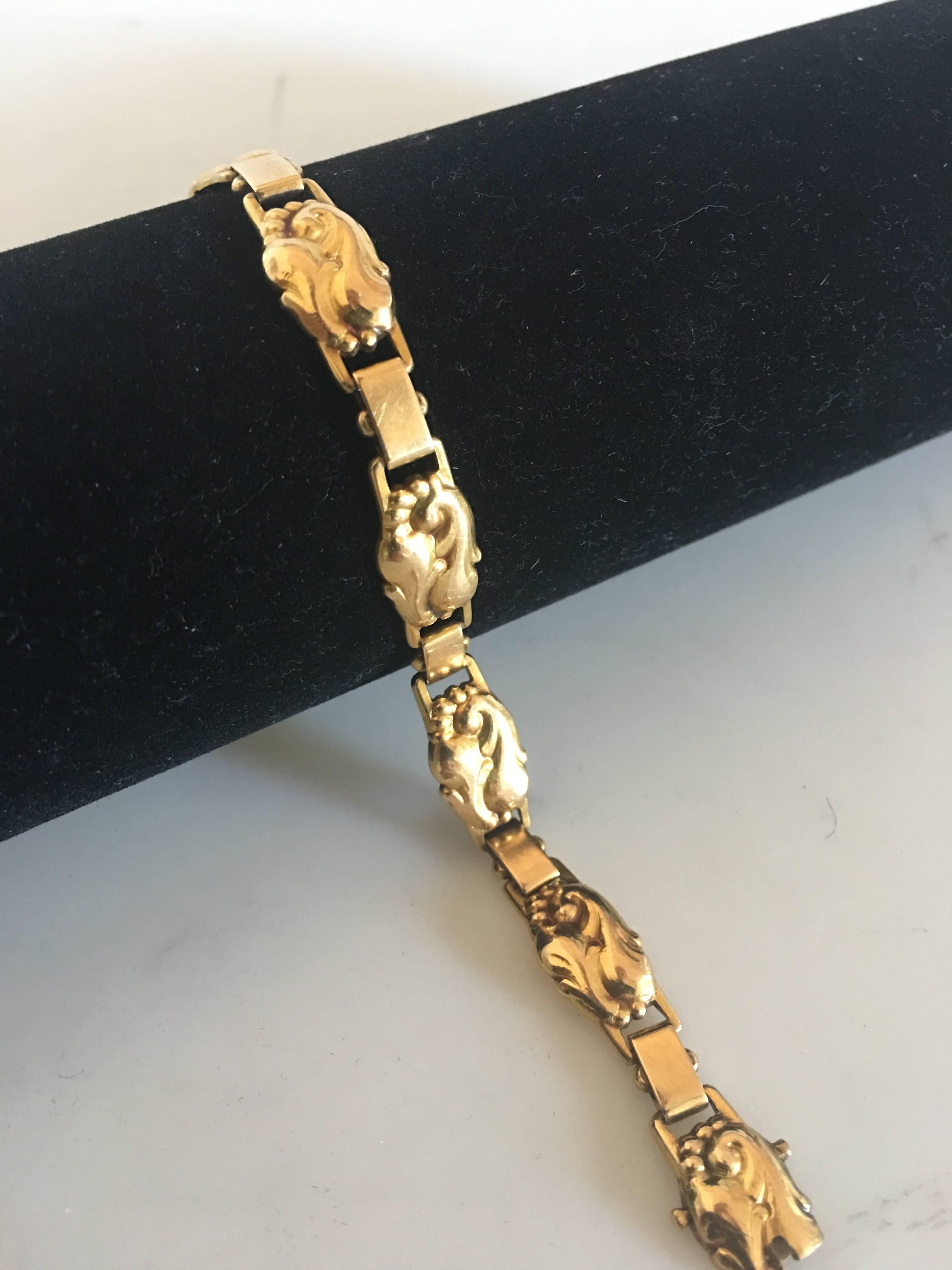 Art Nouveau Evald Nielsen 18 Karat Gold Bracelet