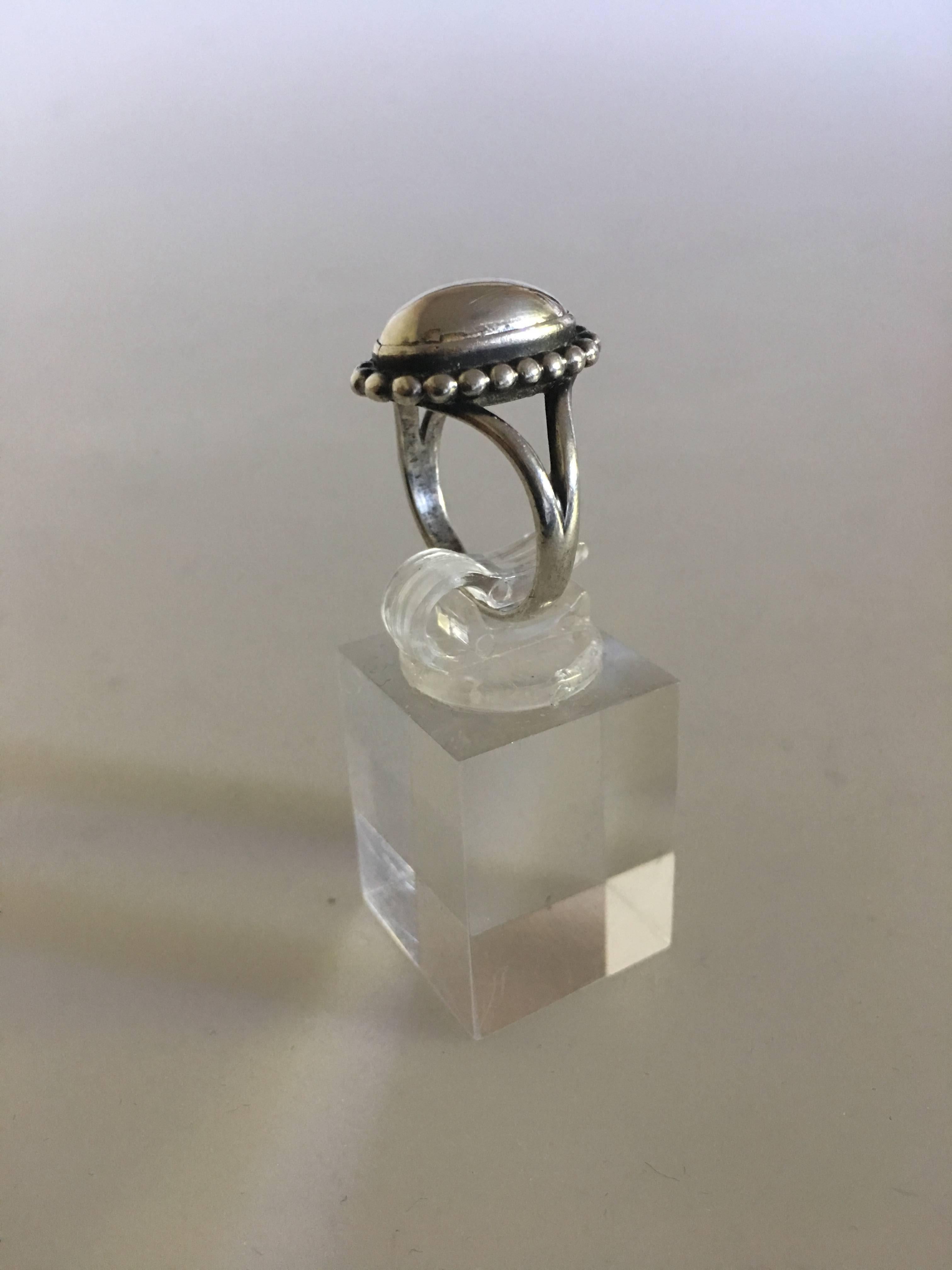 Art Nouveau Georg Jensen Sterling Silver Ring No. 9 with Silver Stone