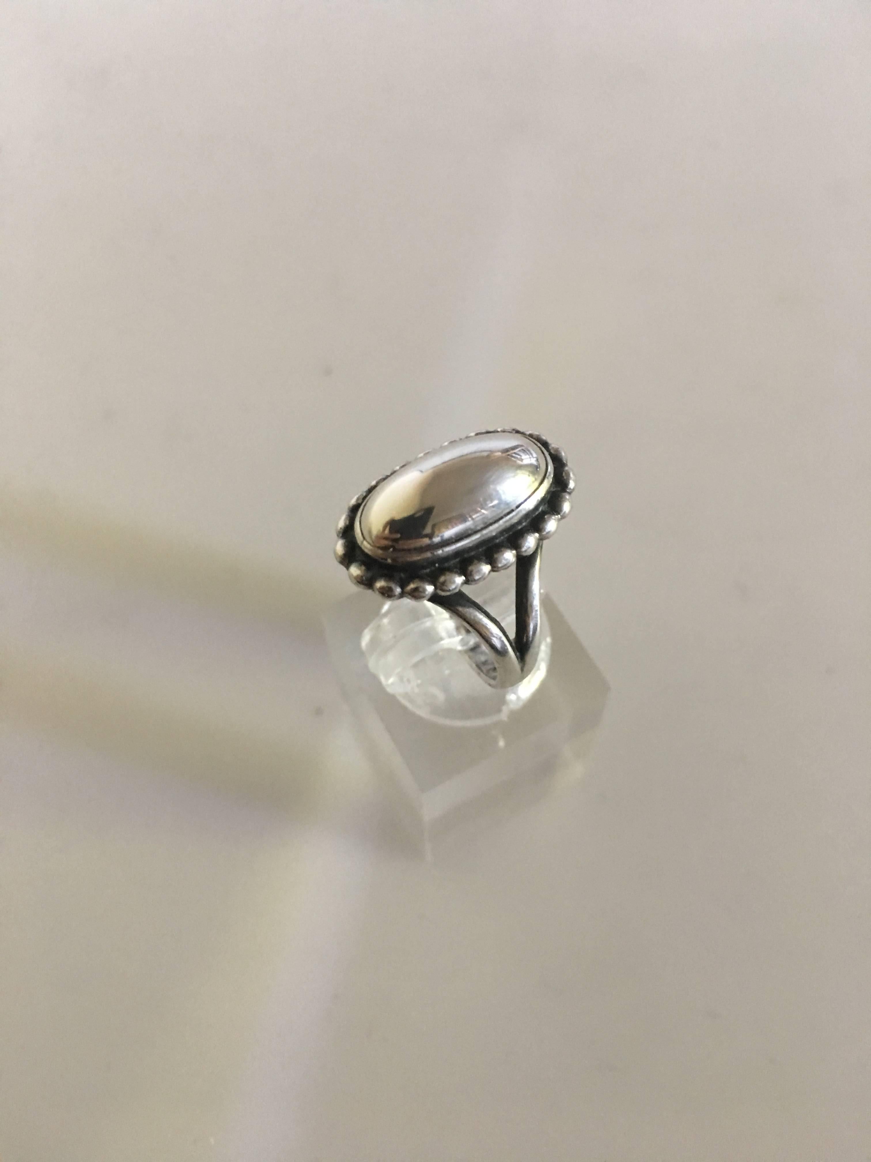 Georg Jensen Sterling Silver Ring No. 9 with Silver Stone In New Condition In Copenhagen, DK