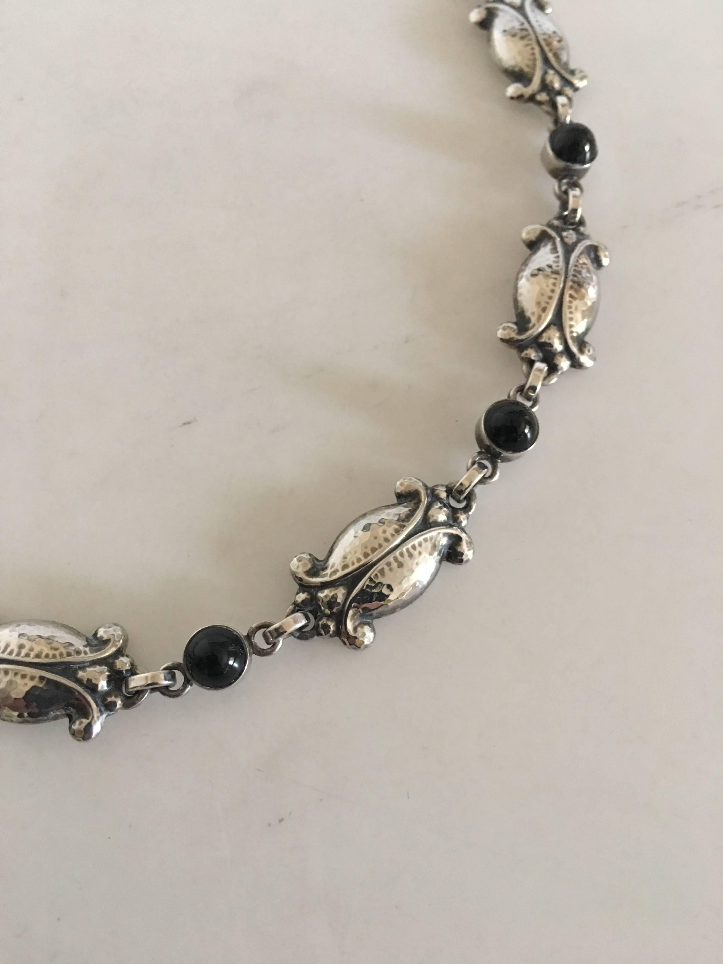 Art Nouveau Georg Jensen Sterling Silver Necklace No. 15 with Black Onyx