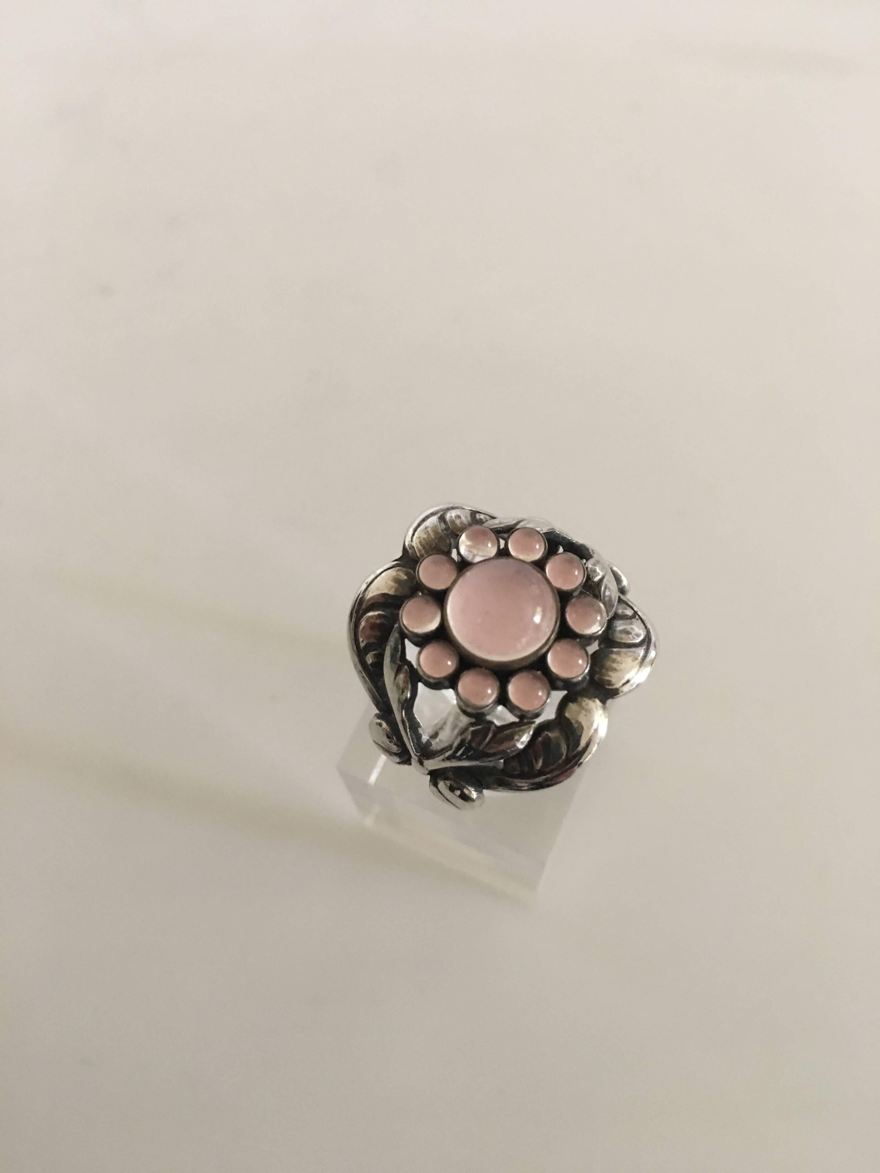 rose quartz sterling silver ring