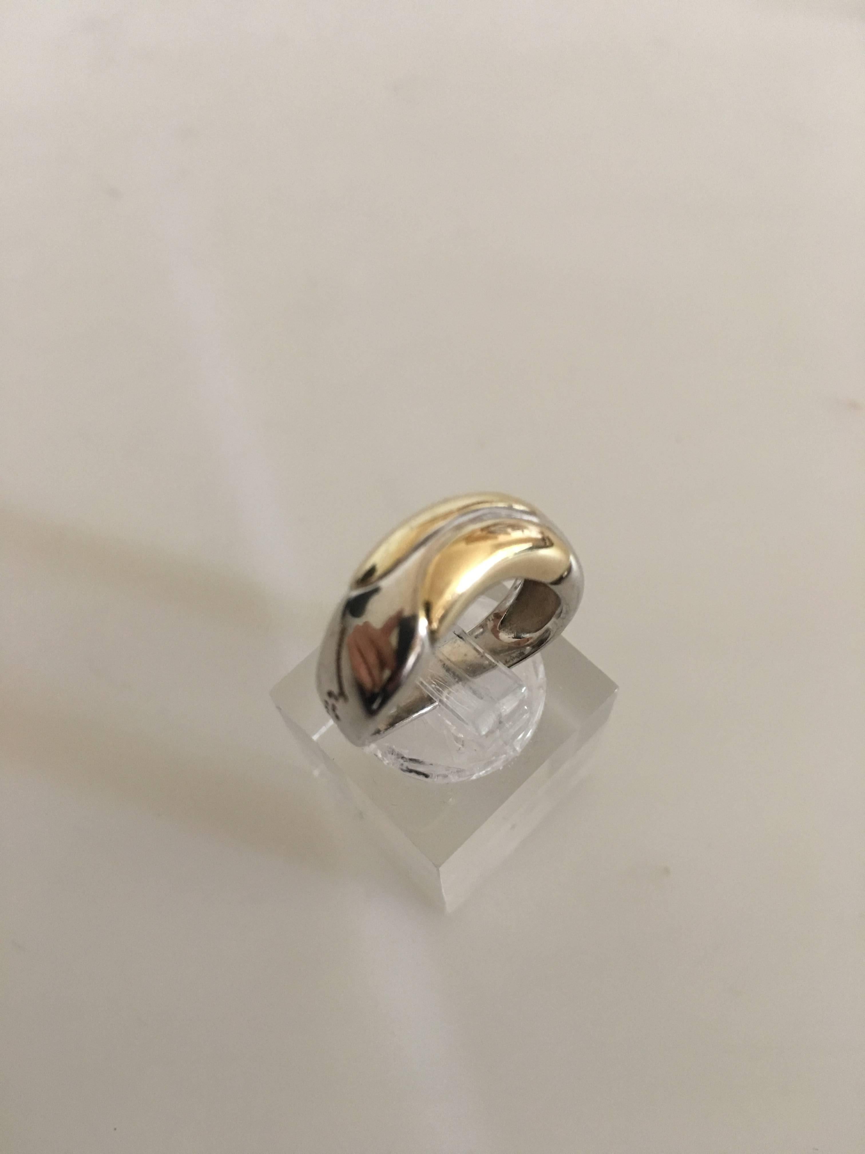 Modern Georg Jensen Ring No. 347 in Sterling Silver and Gold by Minas Spiridis