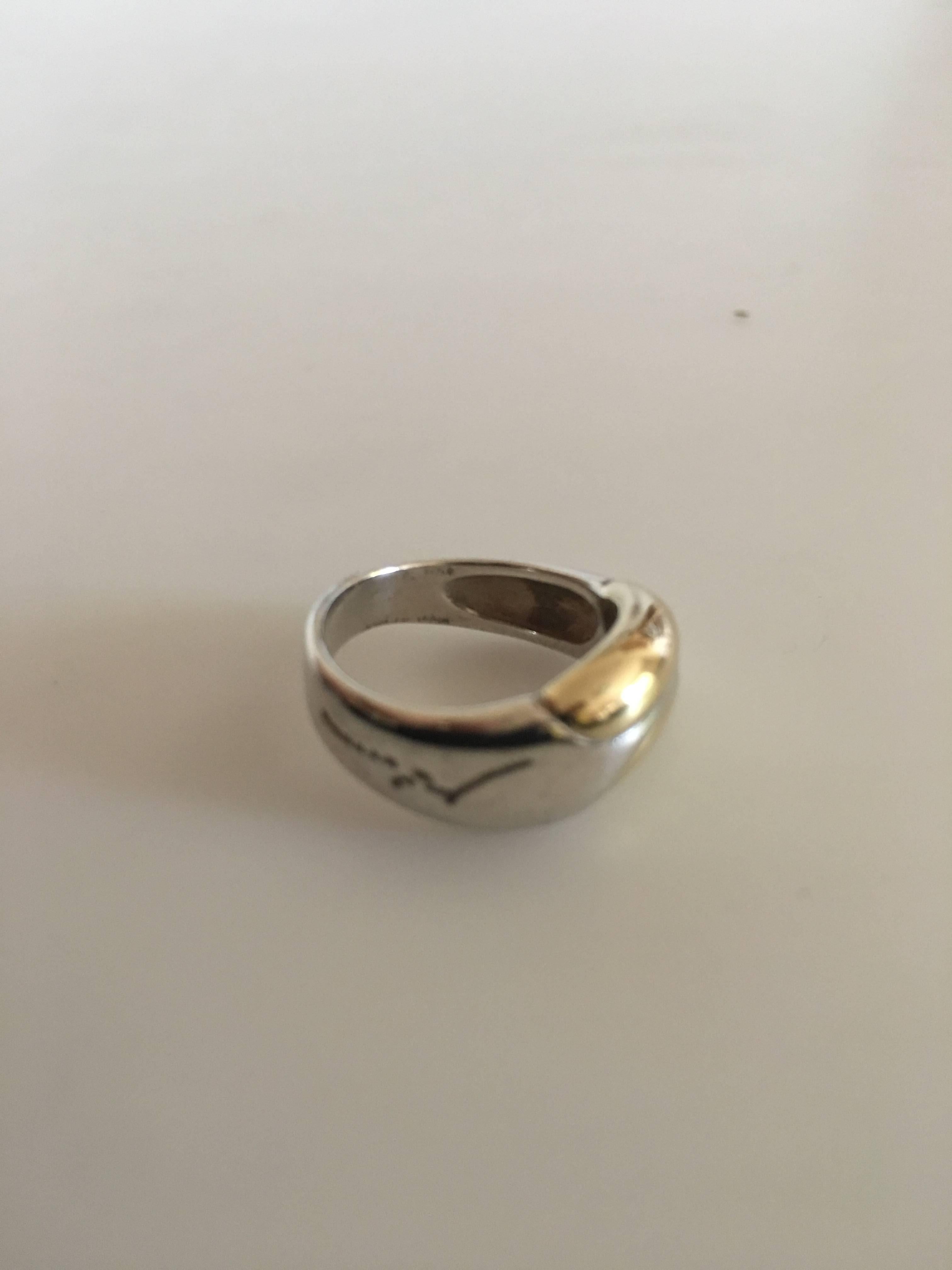 Georg Jensen Ring No. 347 in Sterling Silver and Gold by Minas Spiridis In Excellent Condition In Copenhagen, DK