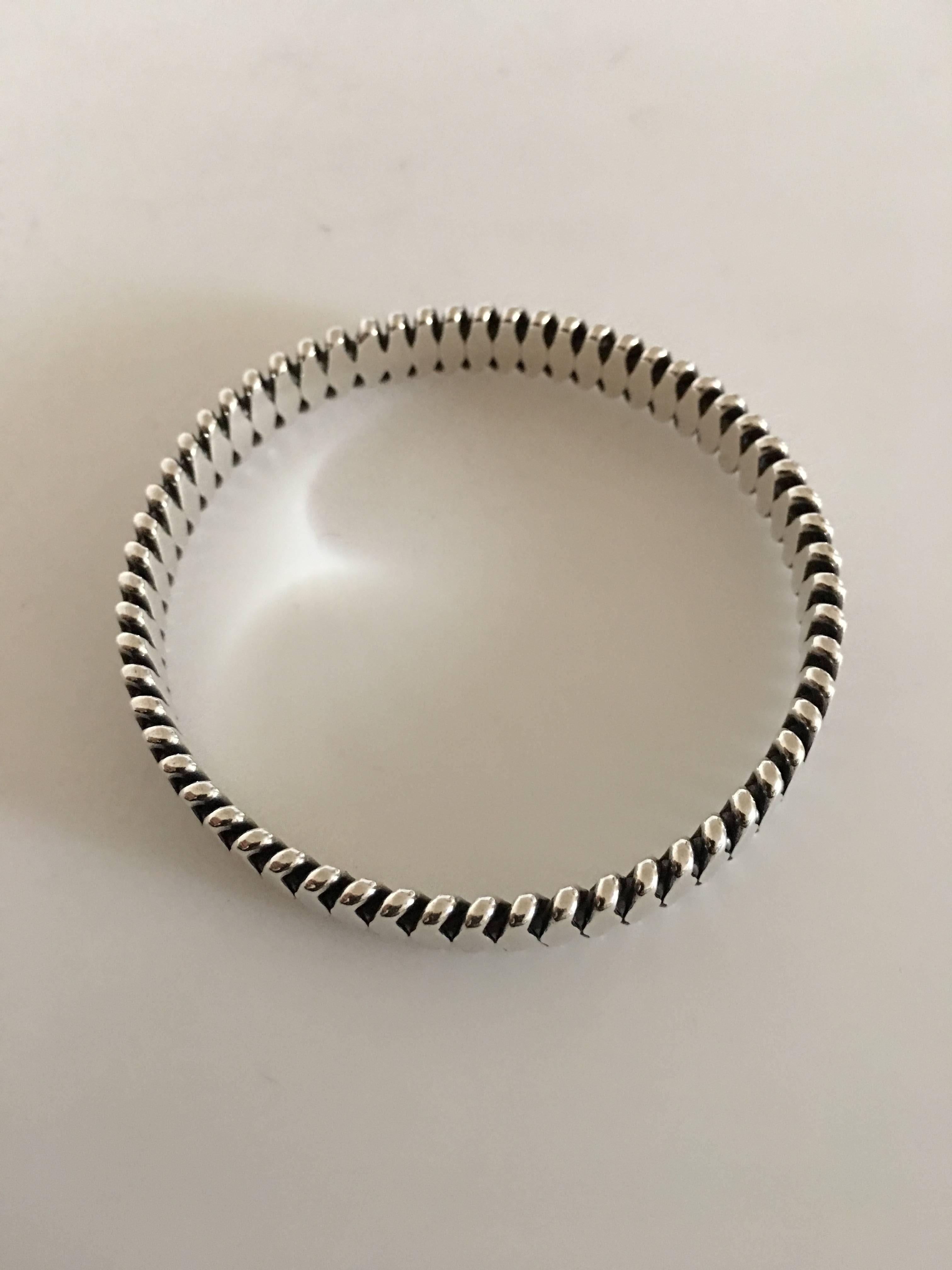 Hans Hansen Sterling Silver Bangle Bracelet No. 202. Measures 6 cm (2 23/64
