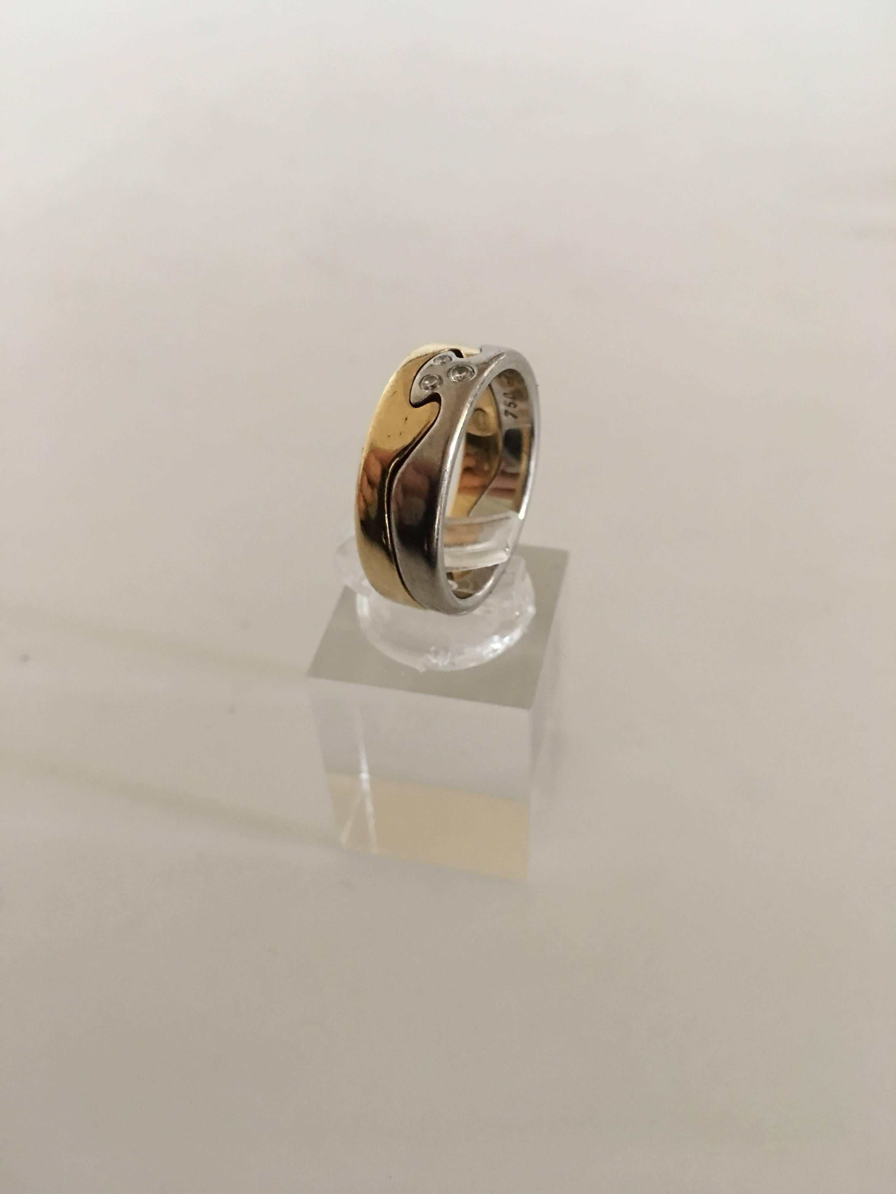 Modern Georg Jensen 18 Karat Gold Fusion Ring with Three Diamonds