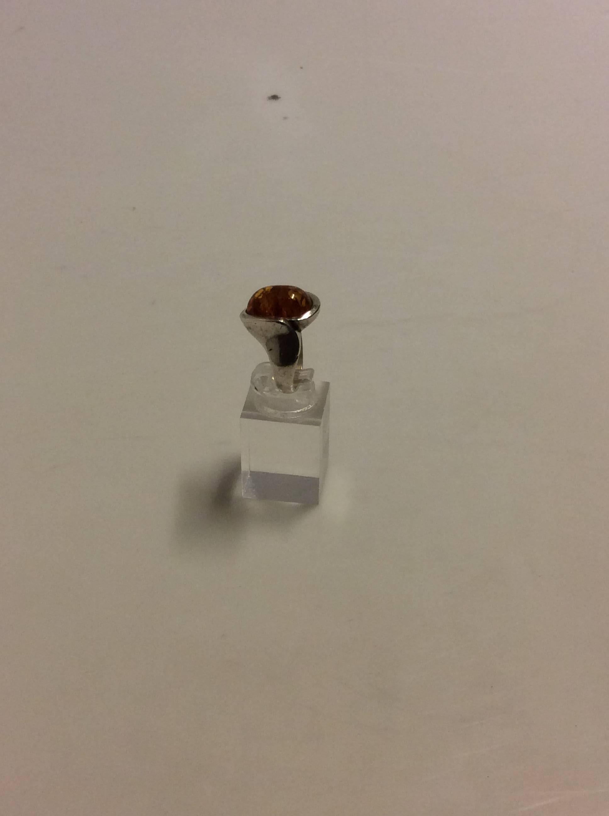Modern Niels Erik From Sterling Silver Ring with Amber