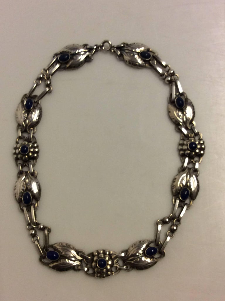 Georg Jensen Silver Necklace with Lapis Lazuli from the 1930s No. 1 at ...