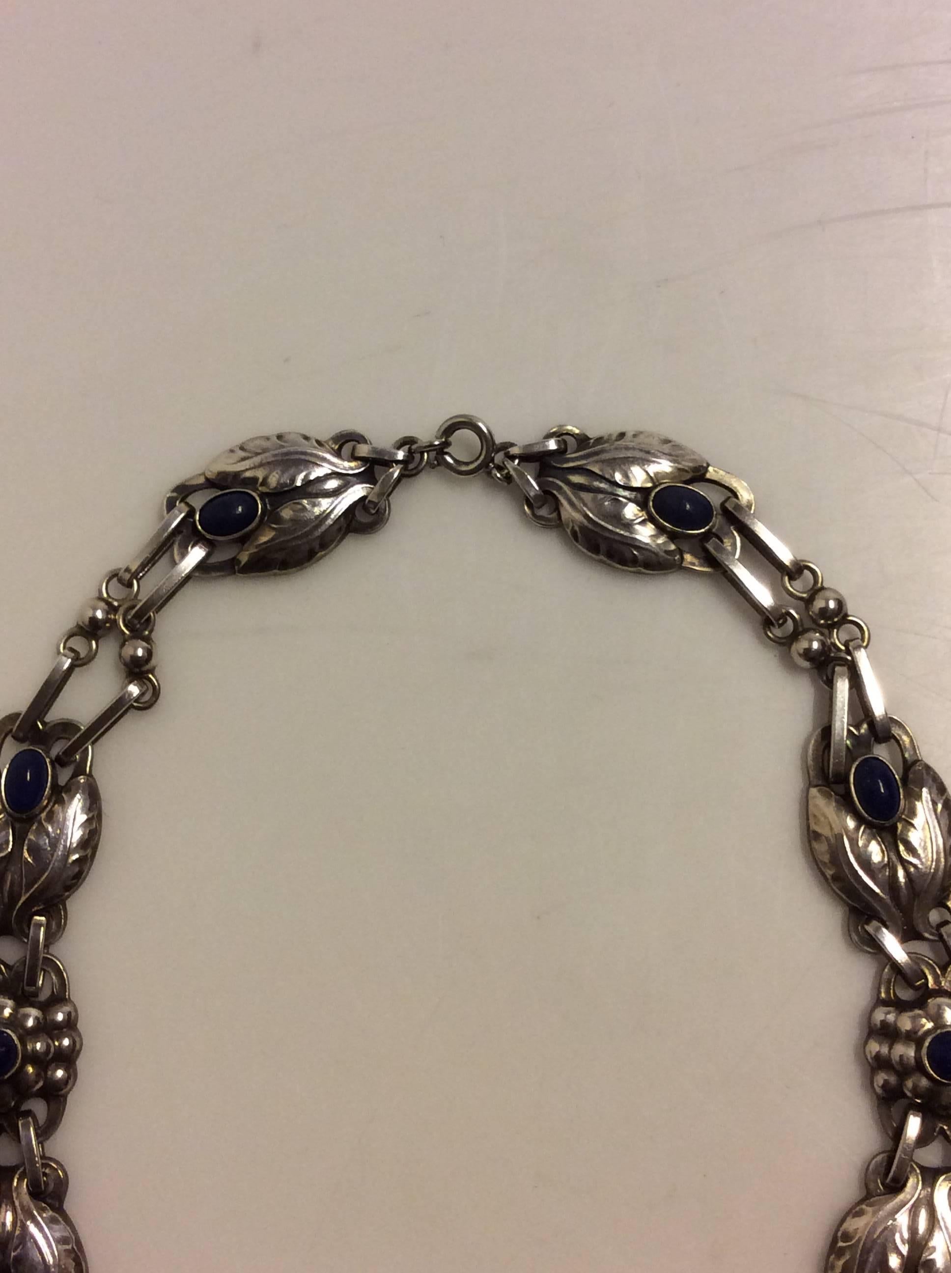 Georg Jensen Silver Necklace with Lapis Lazuli from the 1930s No. 1 In New Condition In Copenhagen, DK
