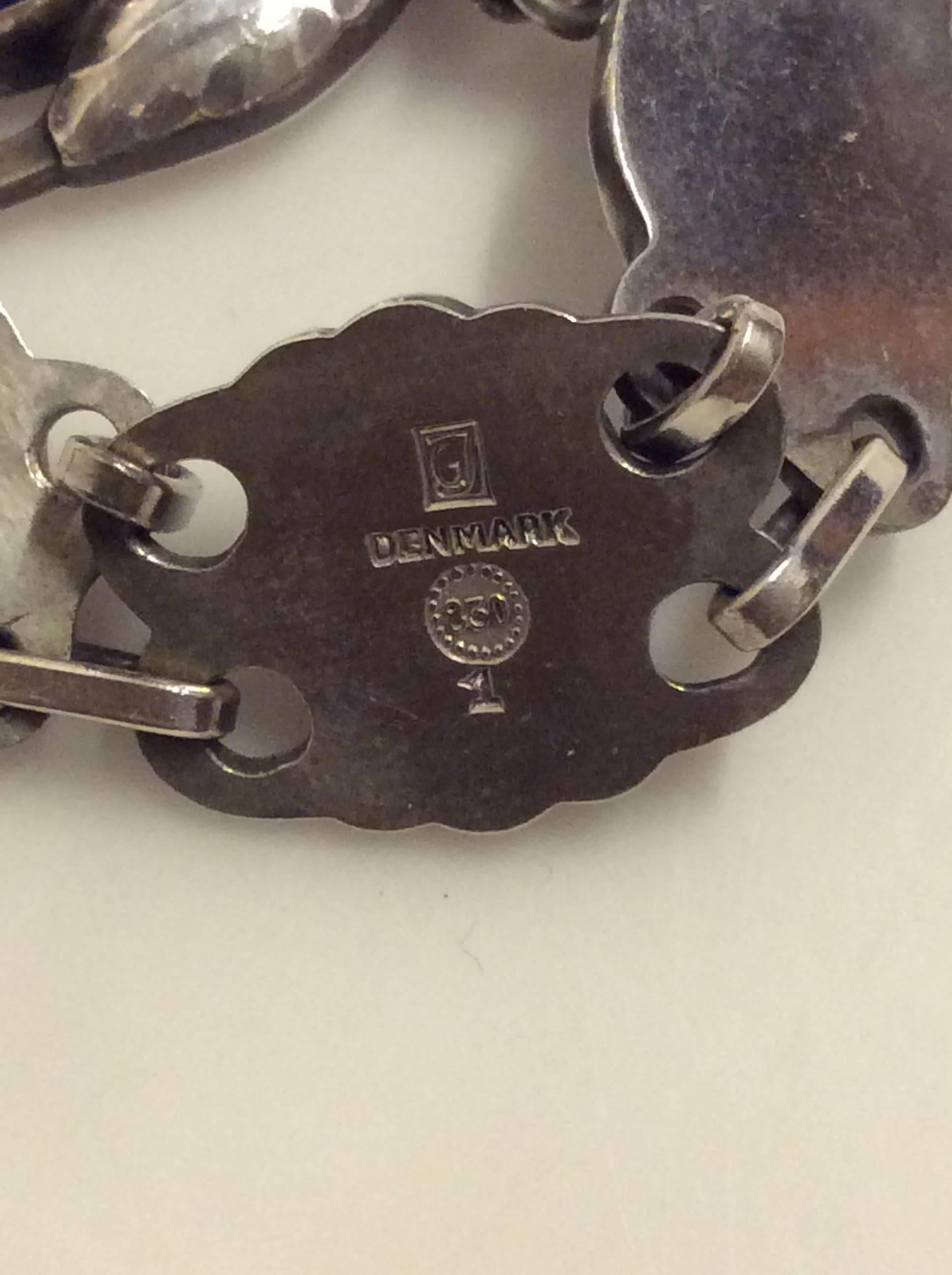 Women's Georg Jensen Silver Necklace with Lapis Lazuli from the 1930s No. 1